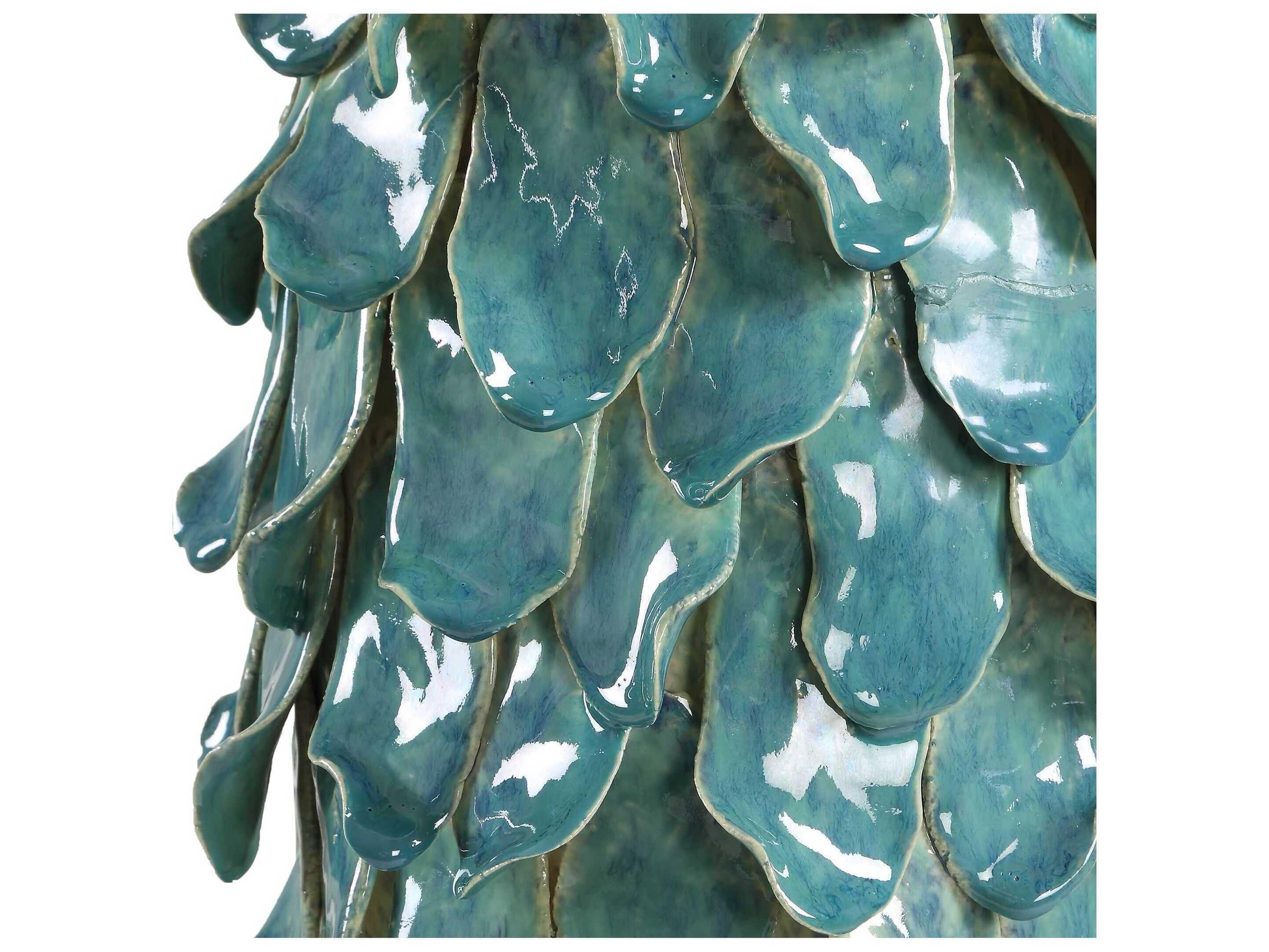 Uttermost Mina Teal Blue Round Drum Hardback Buffet Lamp