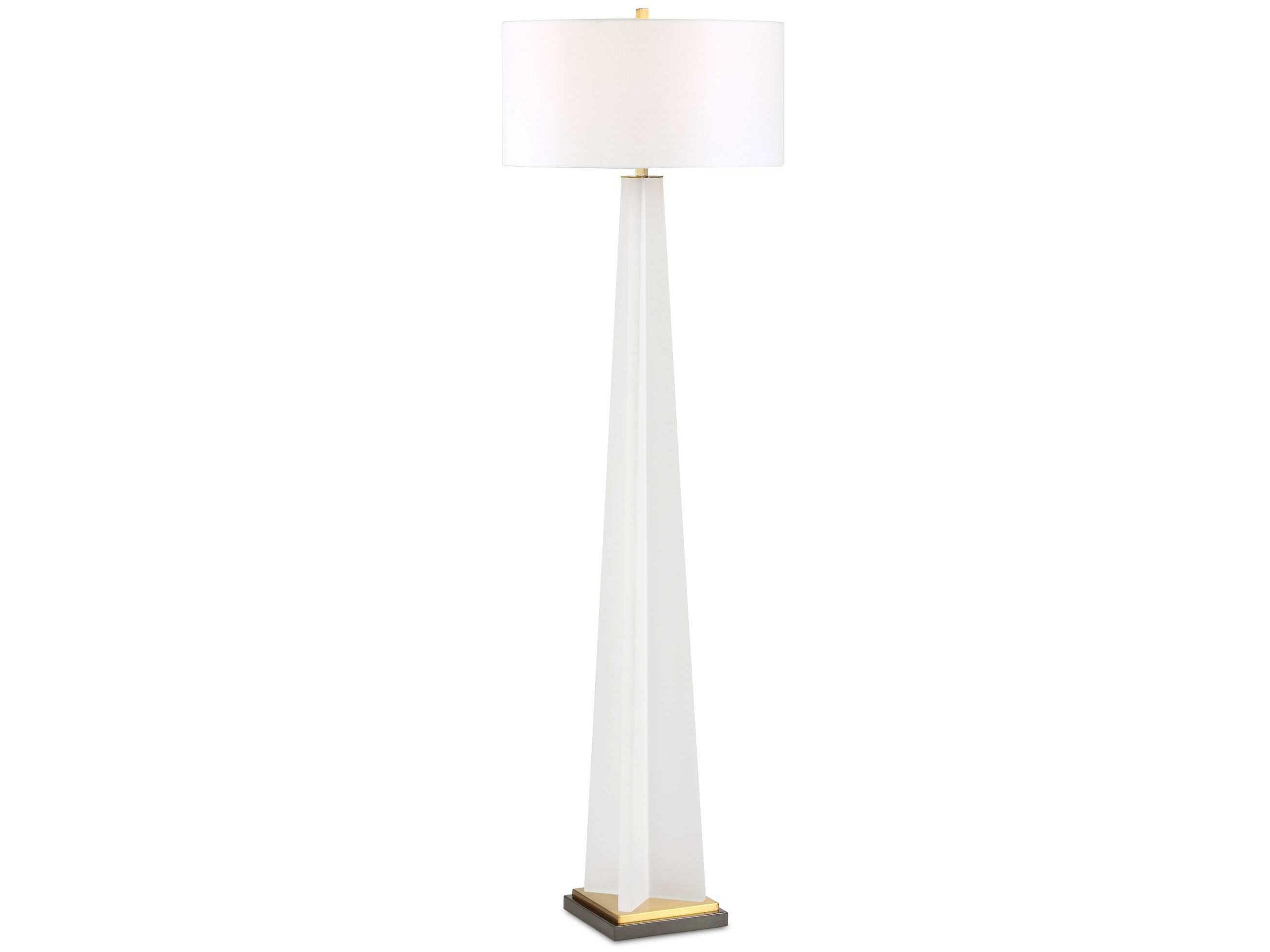Rosin Frosted White Round Drum Hardback Floor Lamp