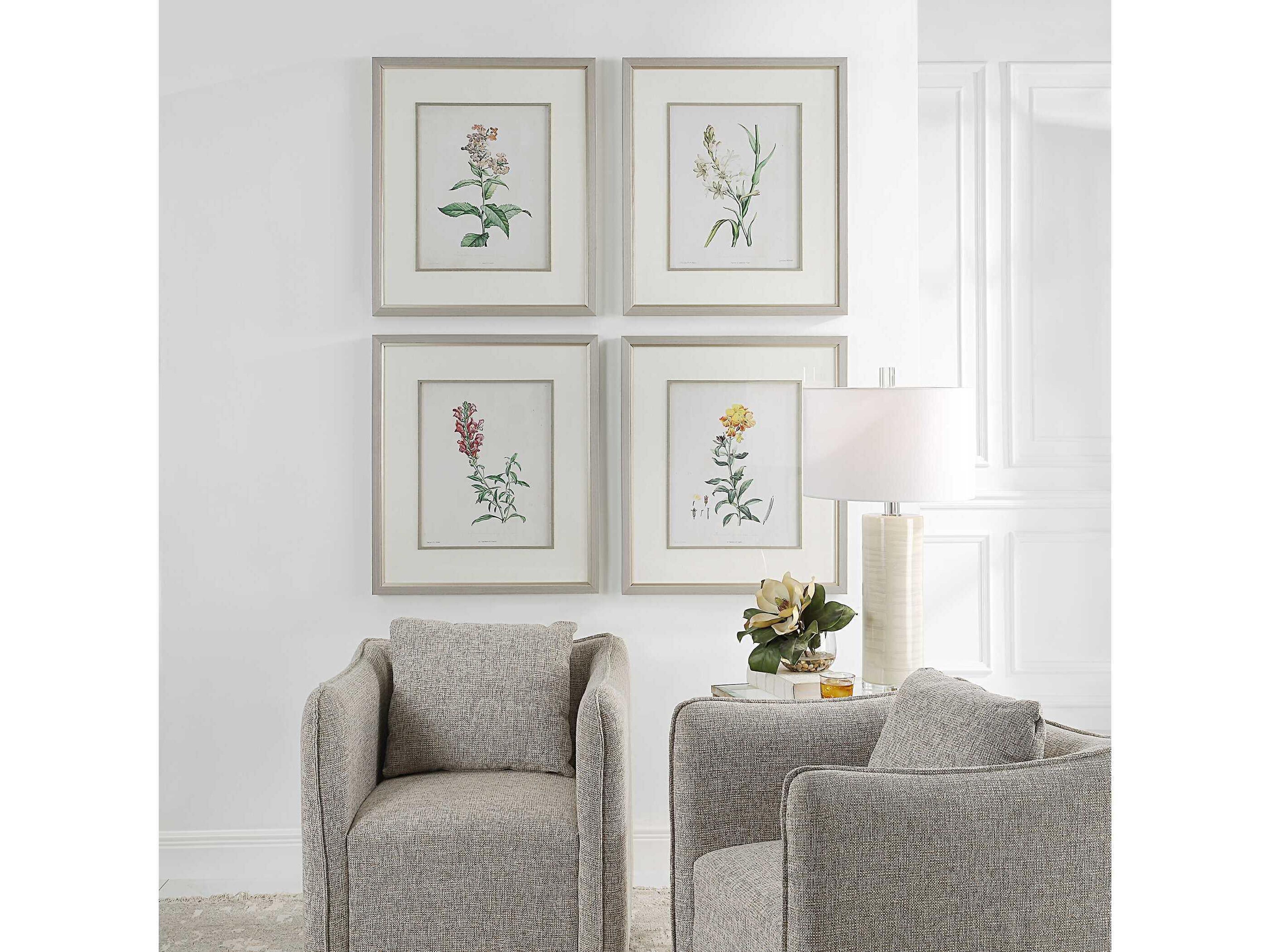Uttermost Heirloom Blooms Study Framed Prints Set of 4