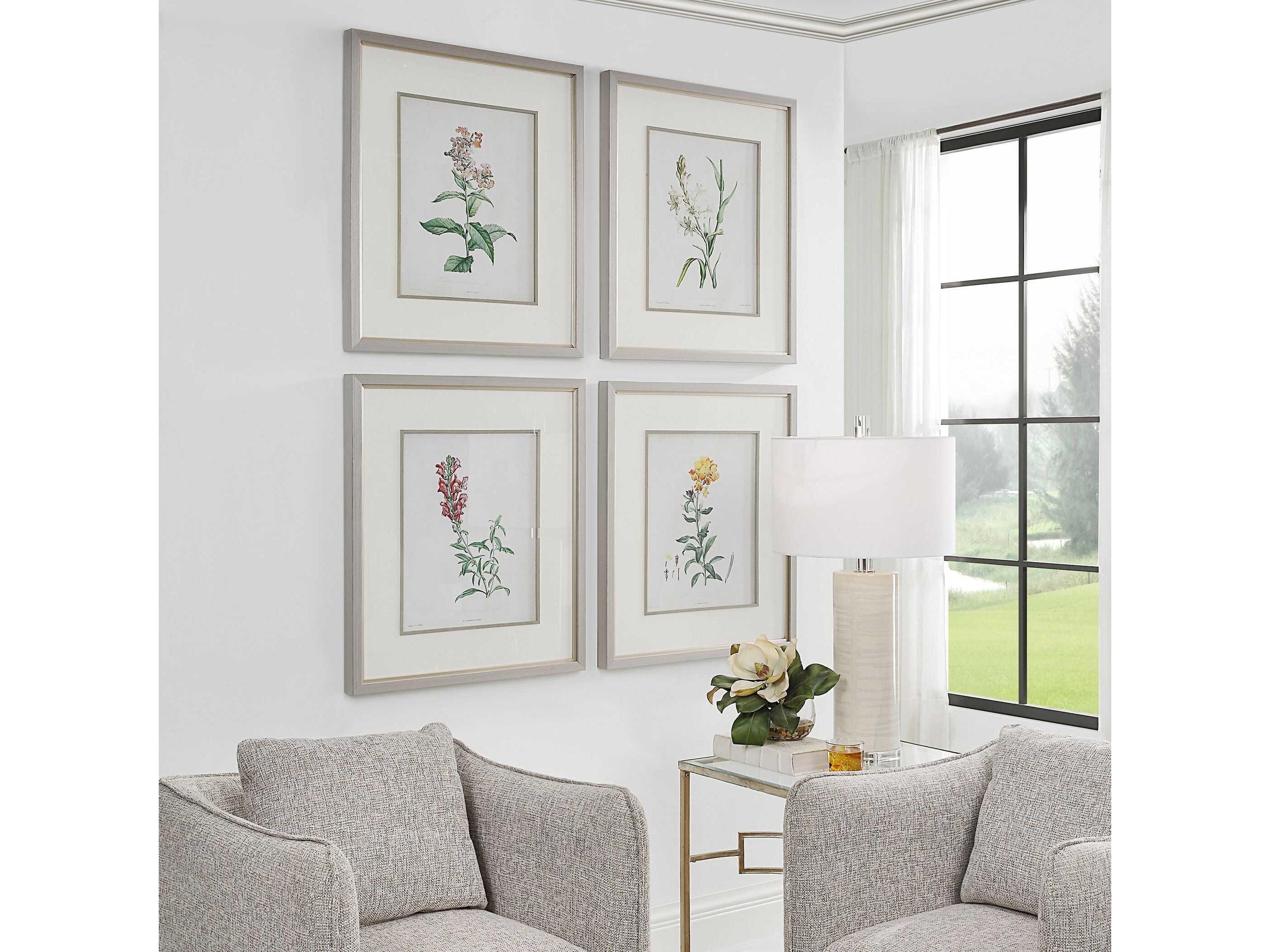 Uttermost Heirloom Blooms Study Framed Prints Set of 4