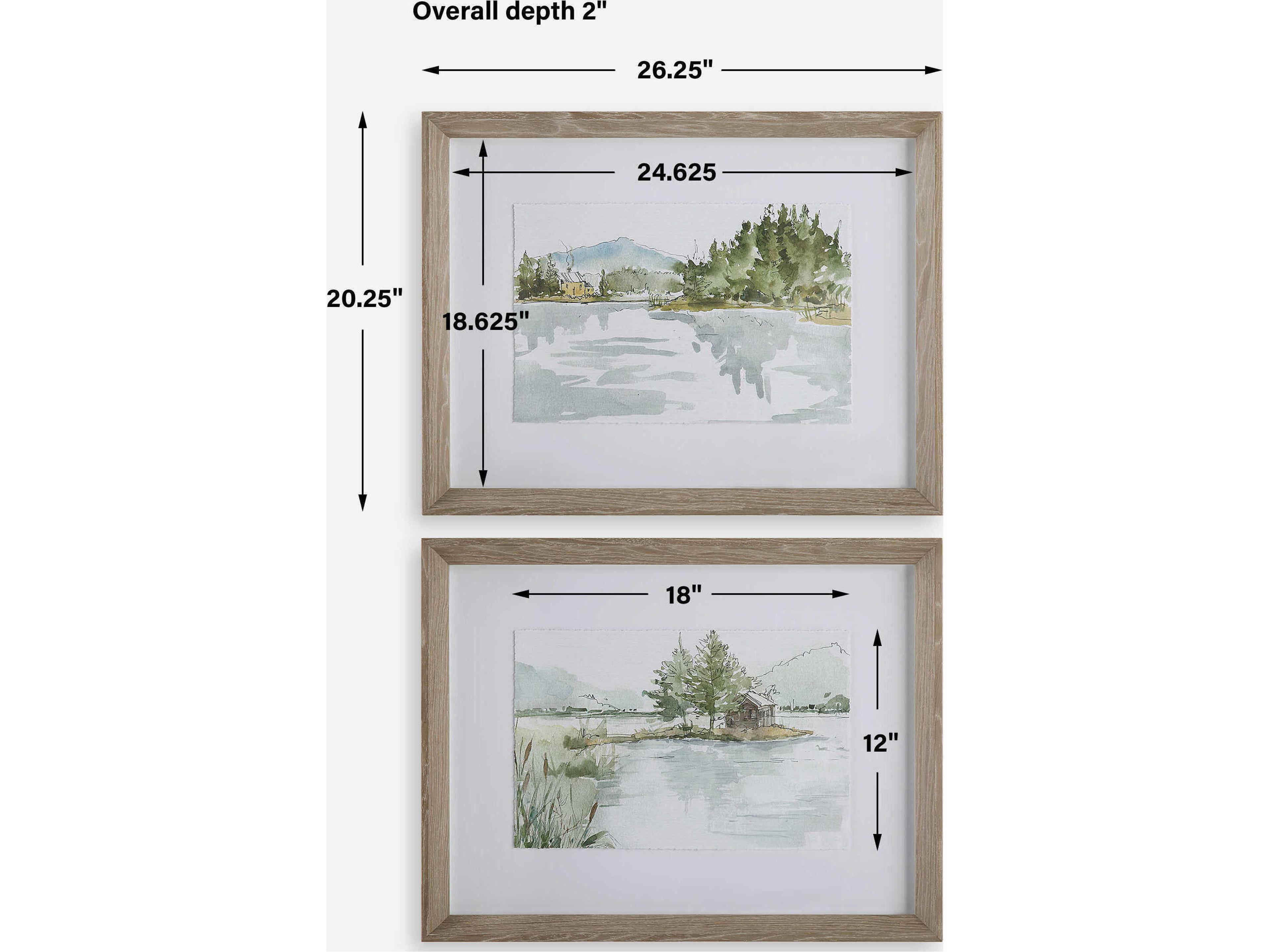 Uttermost Serene Lake Framed Prints Set of 2
