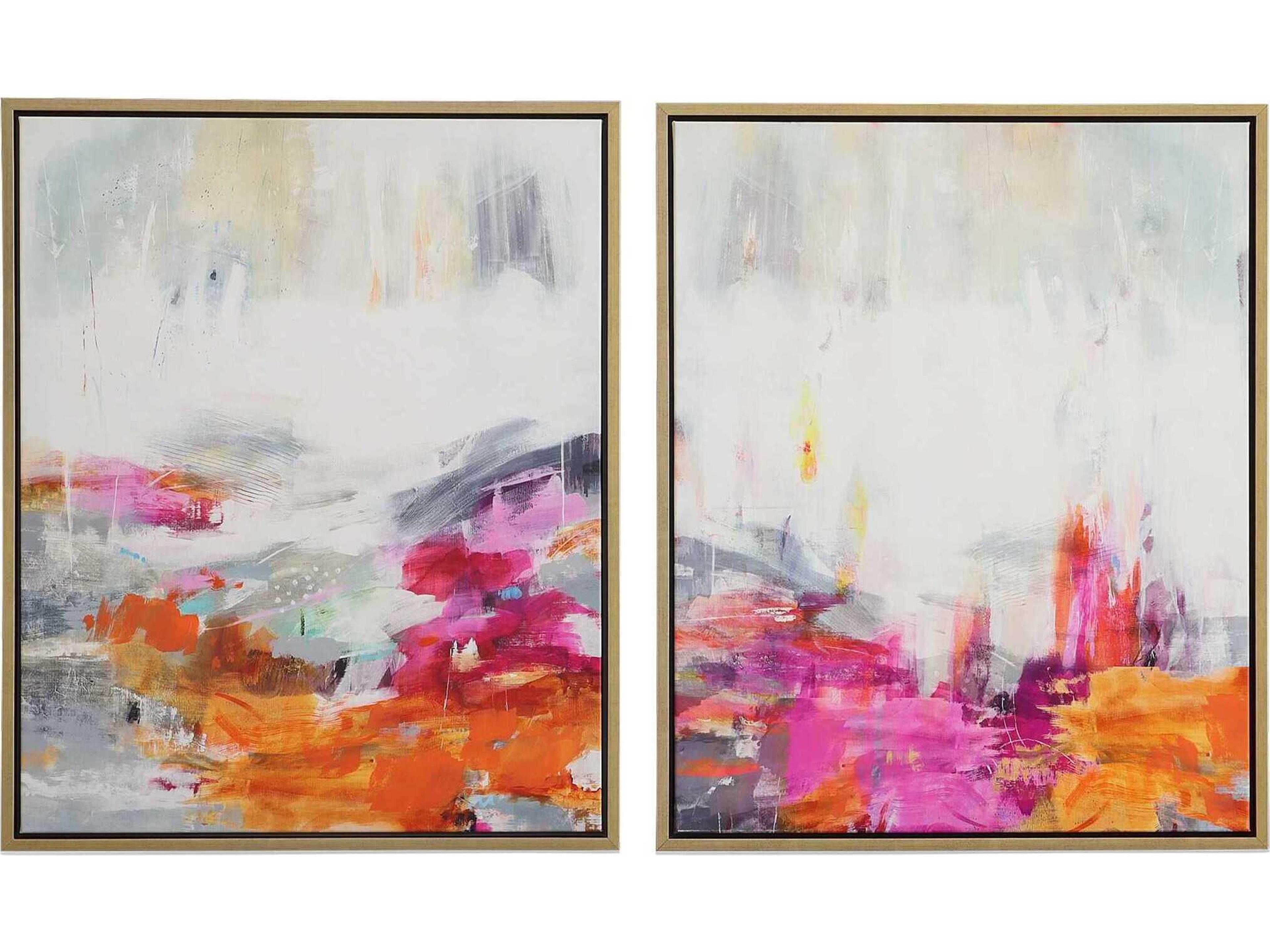 Color Theory Framed Abstract Canvas Wall Art Set of 2