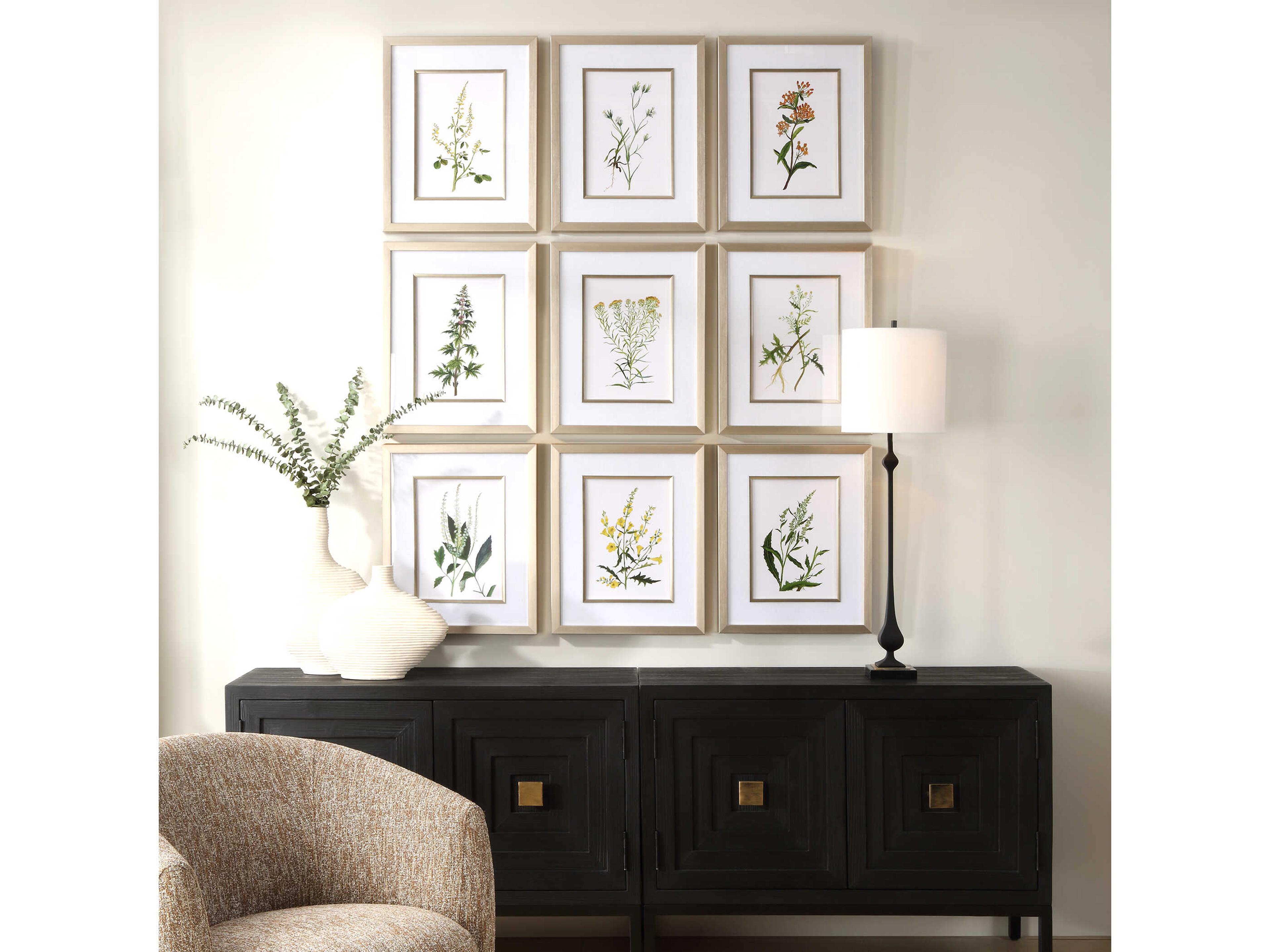 Uttermost Botanical Flowers Framed Prints Set of 9
