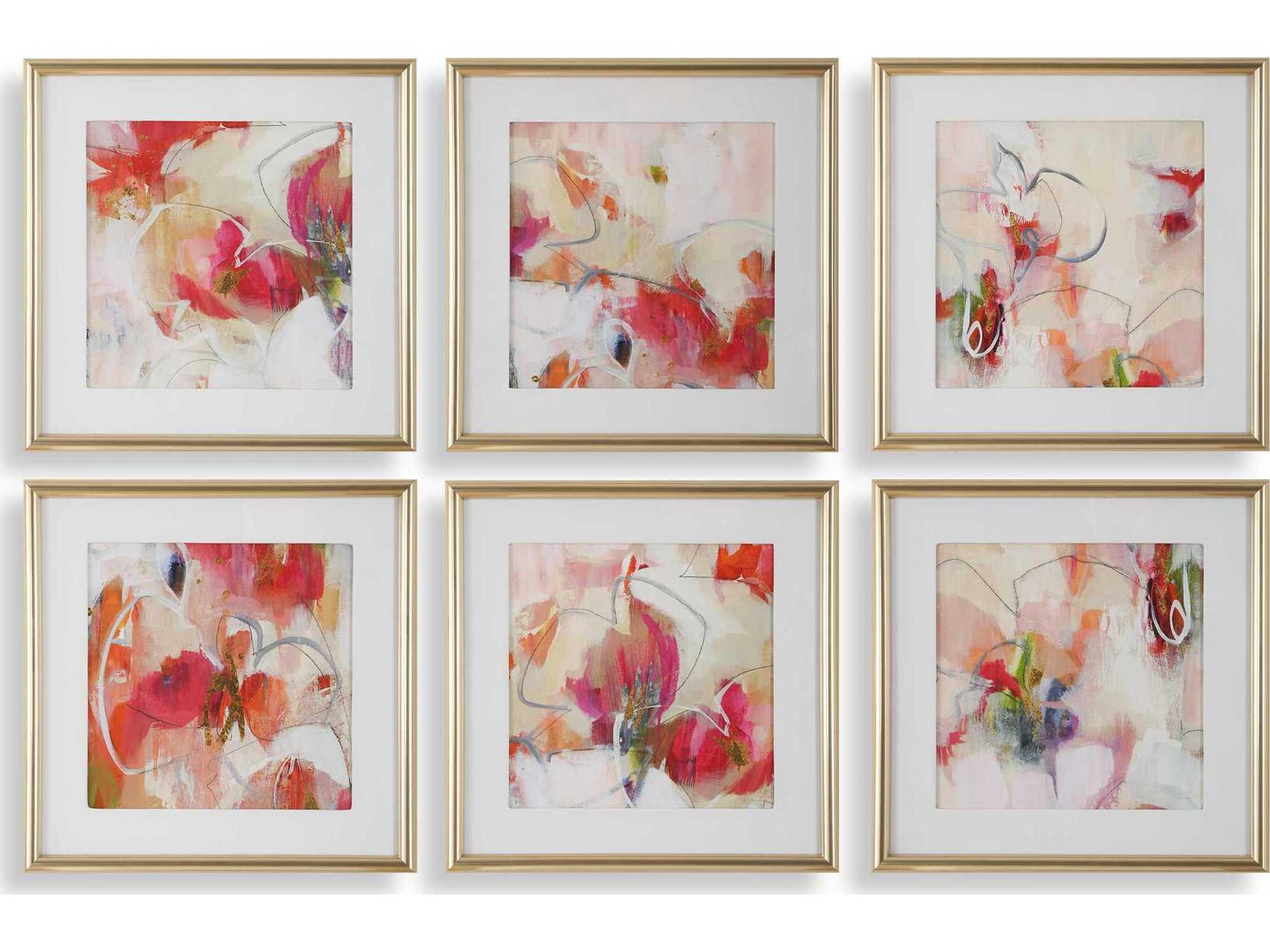 Uttermost Fresh Start Red Abstract Prints Set of 6