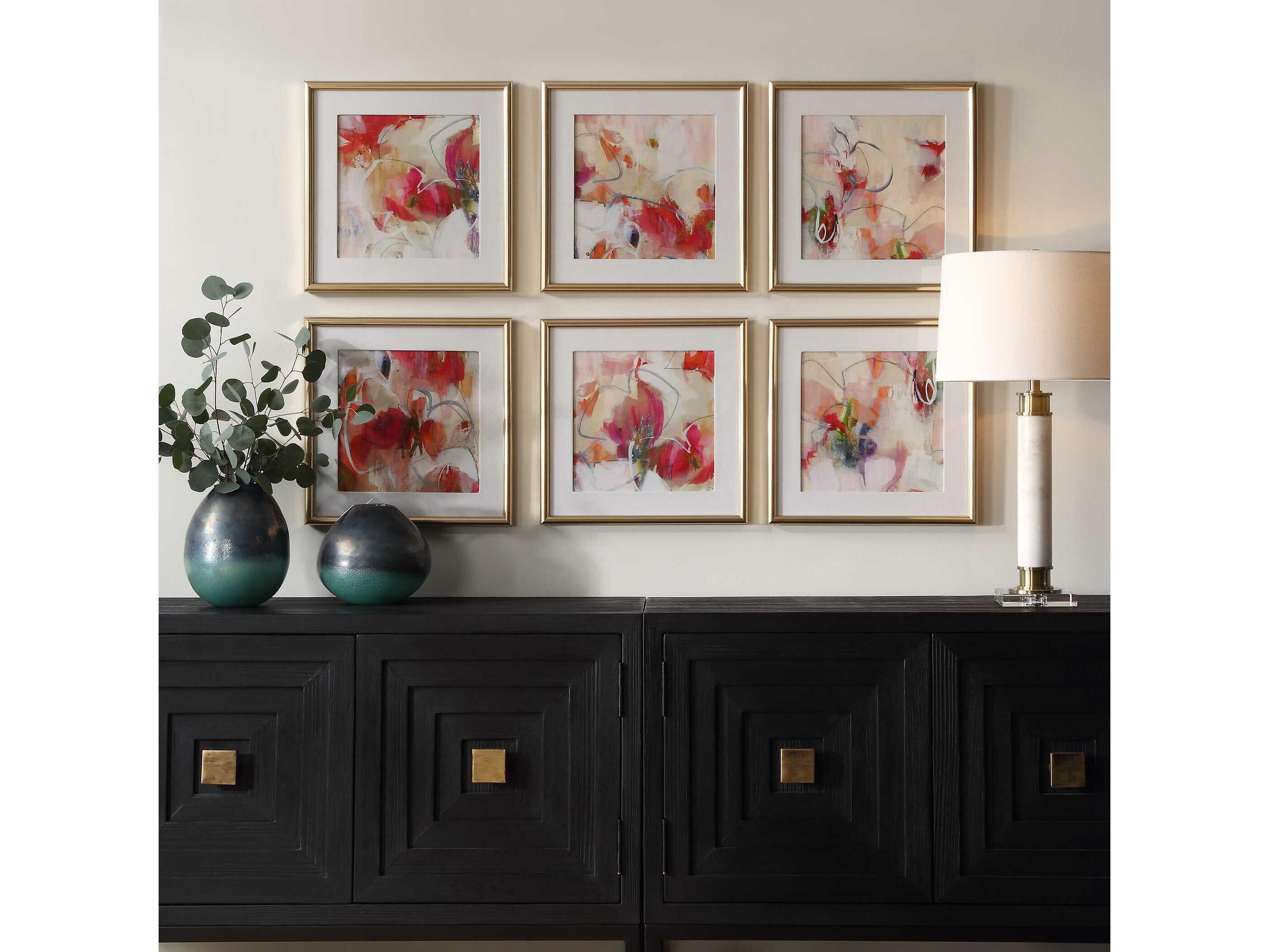 Uttermost Fresh Start Red Abstract Prints Set of 6