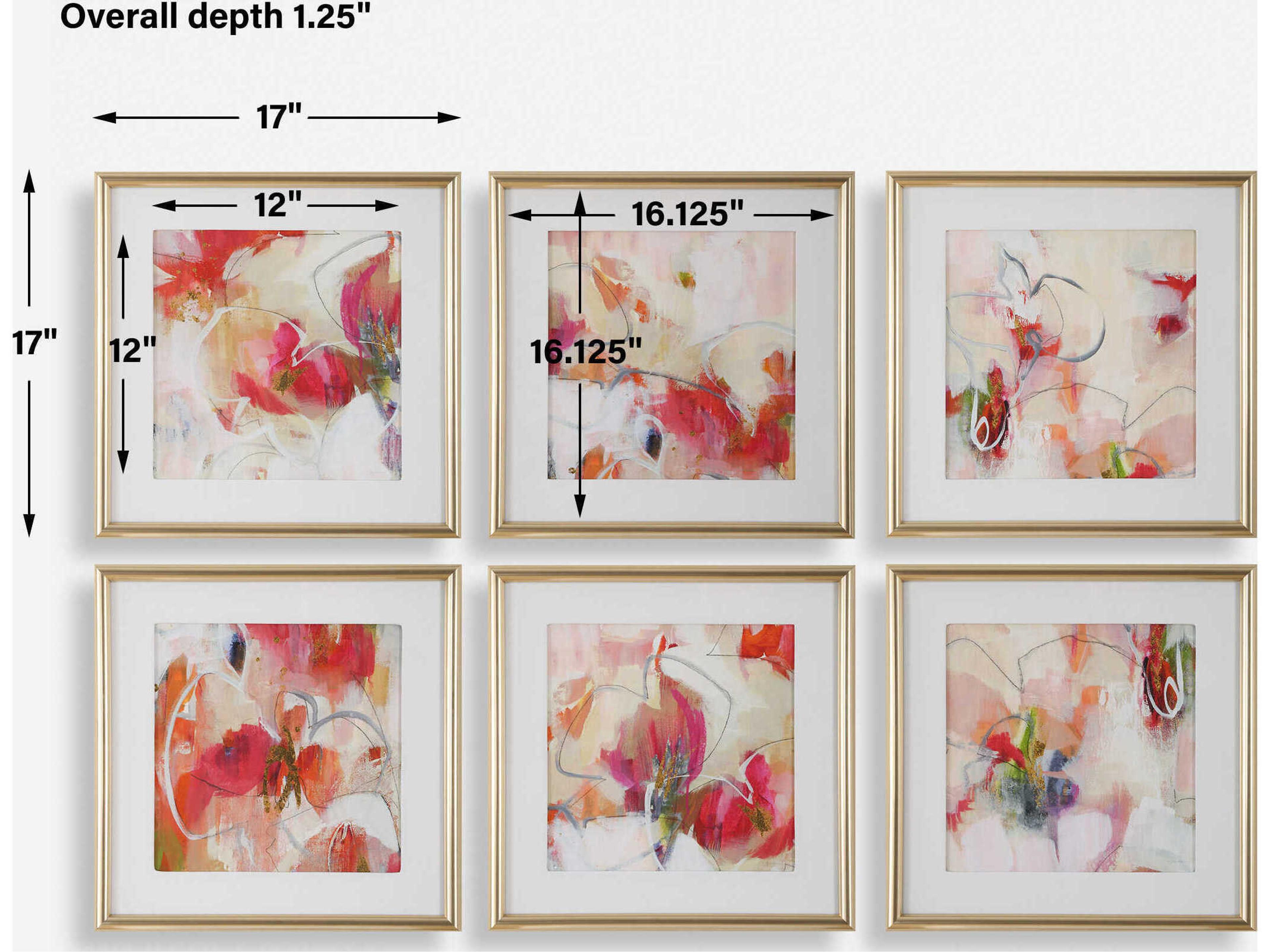 Uttermost Fresh Start Red Abstract Prints Set of 6