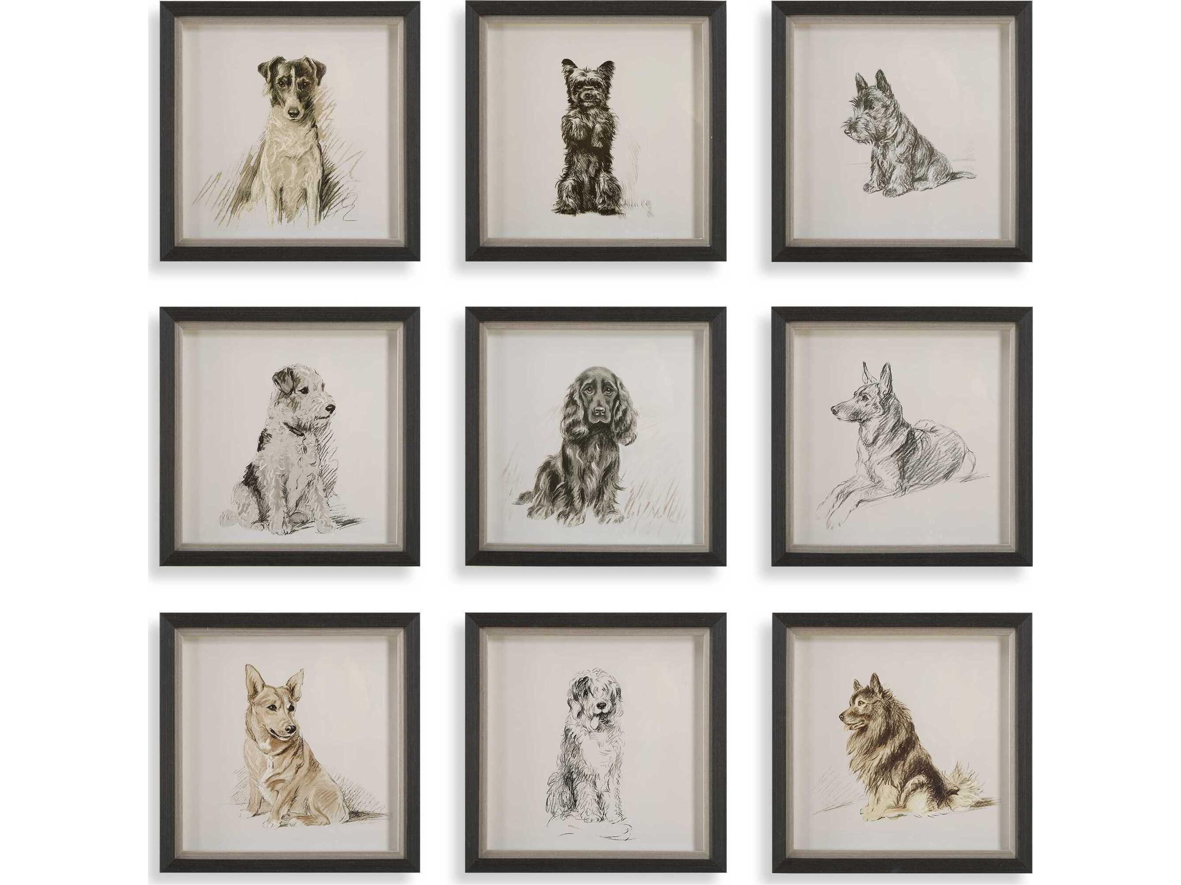 Uttermost Loyal Companion Framed Dog Prints Set of 9