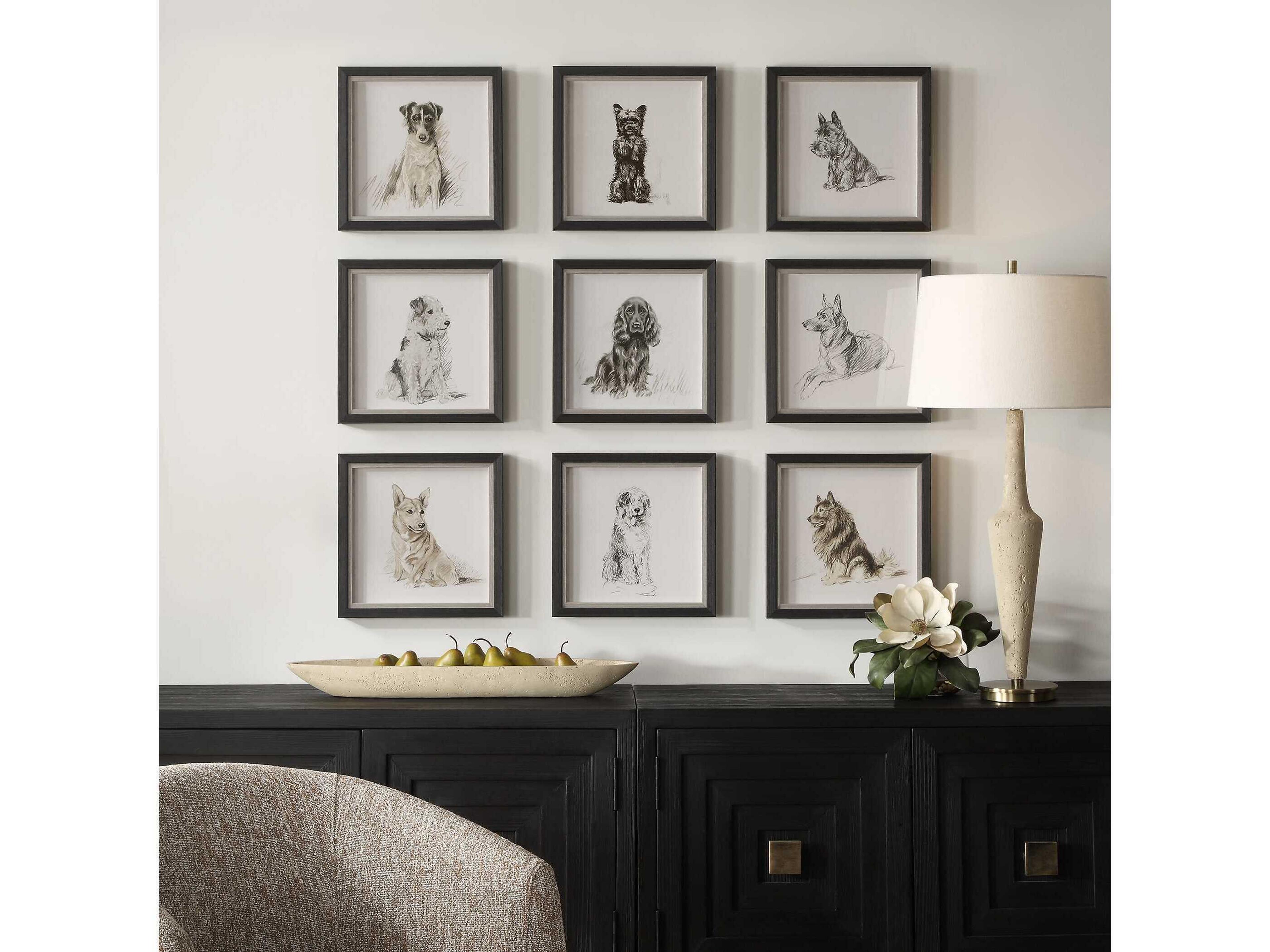 Uttermost Loyal Companion Framed Dog Prints Set of 9
