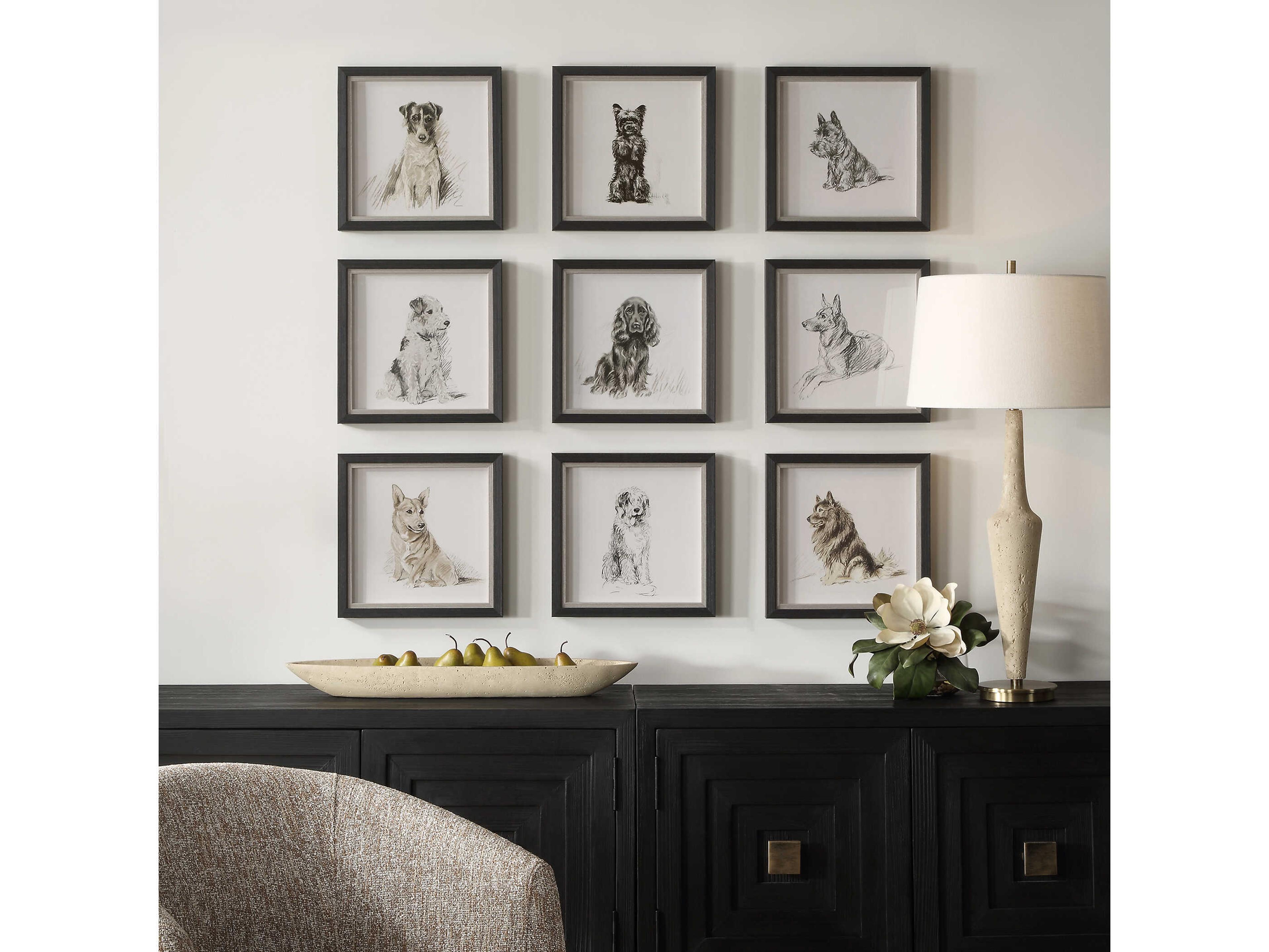 Uttermost Loyal Companion Framed Dog Prints Set of 9