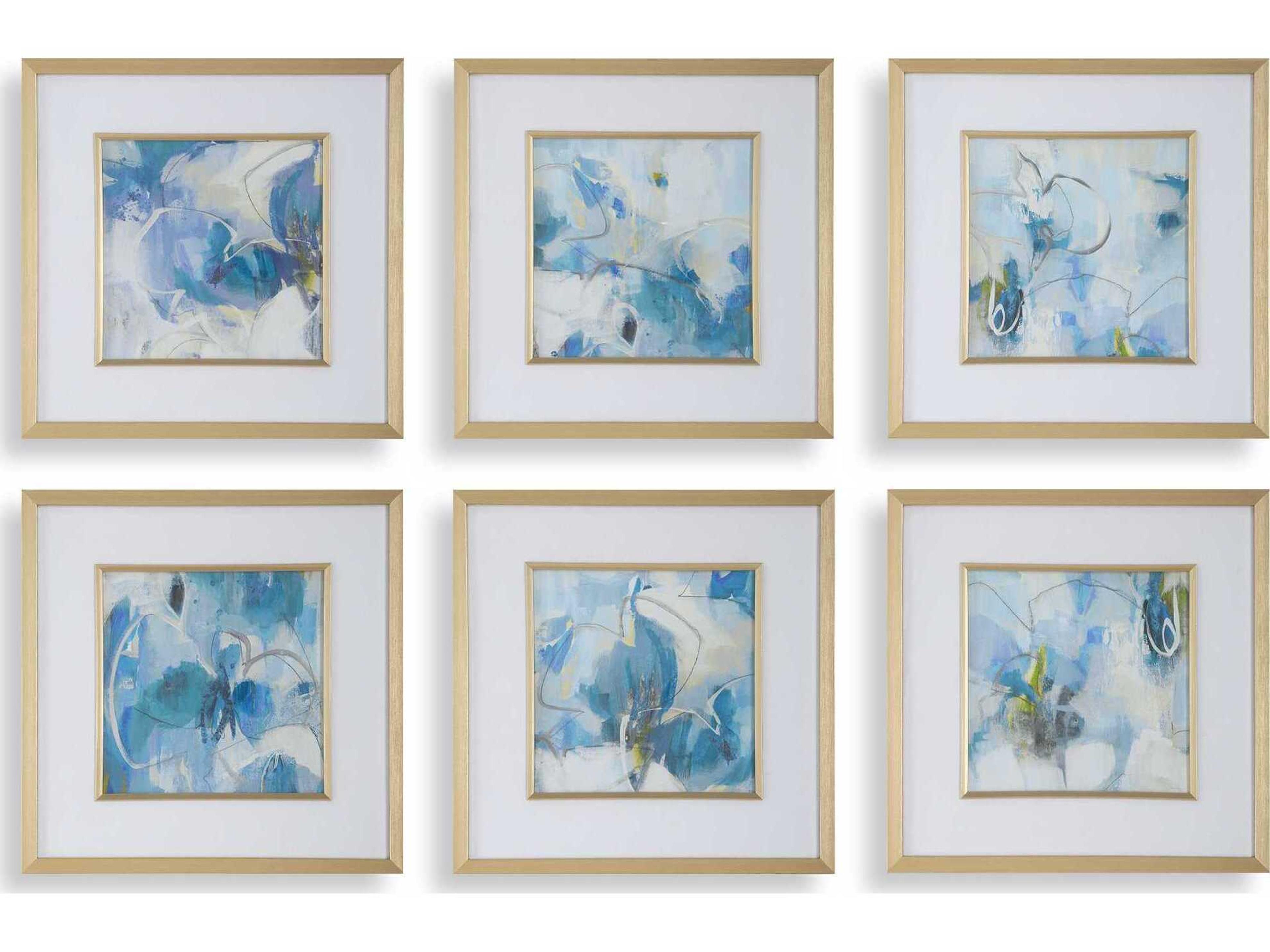 Uttermost Fresh Start Blue Abstract Prints Set of 6