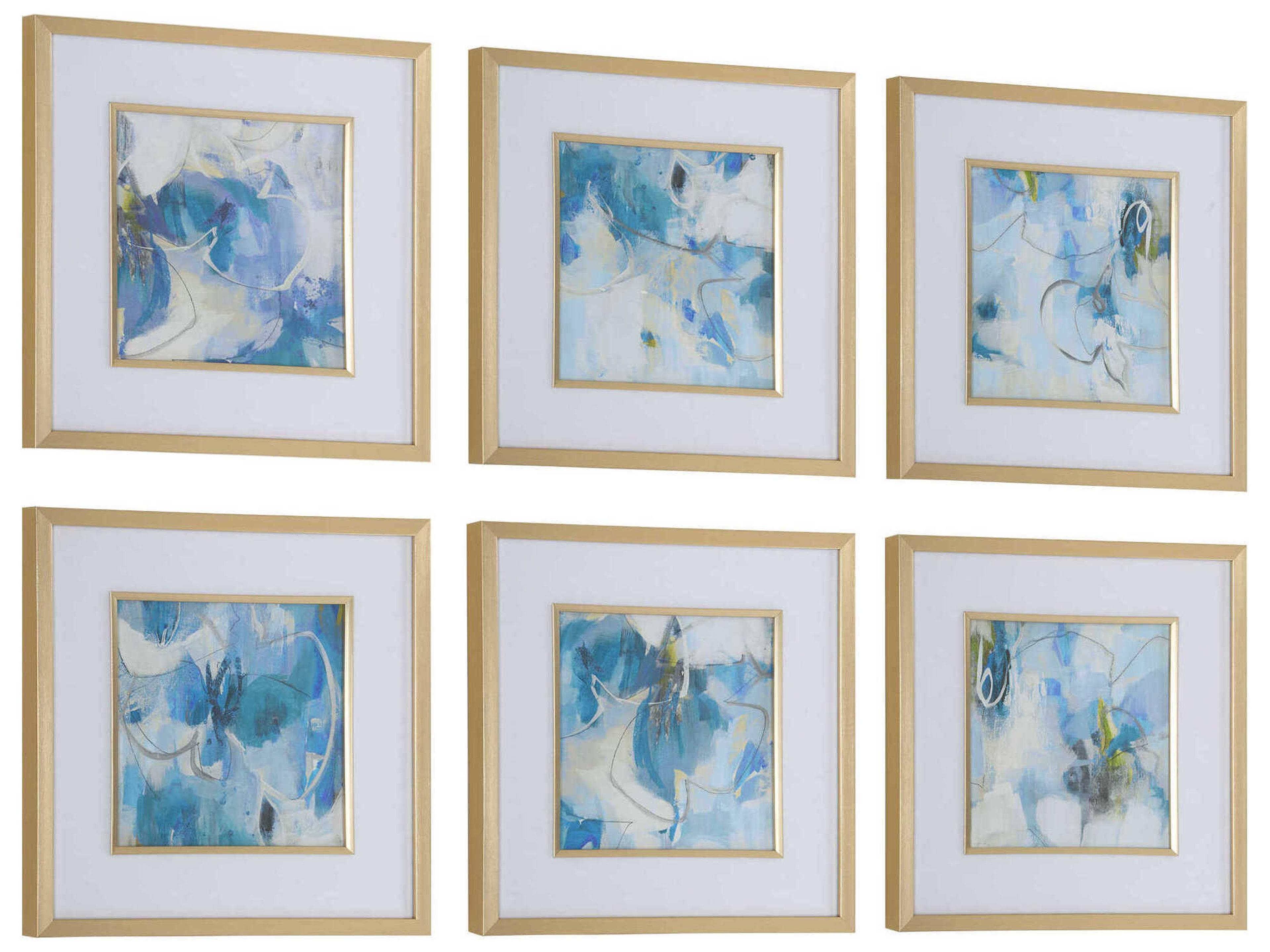 Uttermost Fresh Start Blue Abstract Prints Set of 6