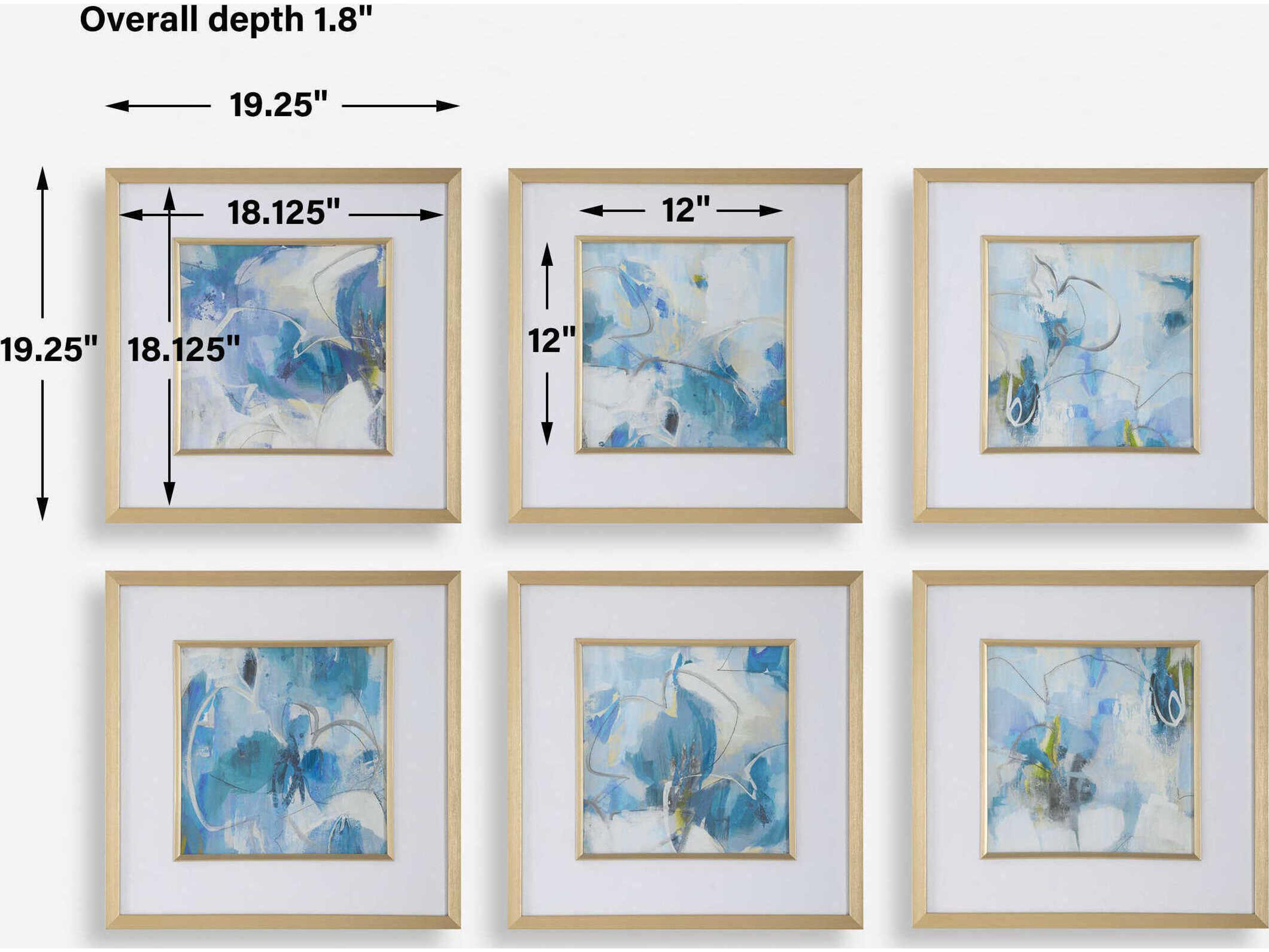 Uttermost Fresh Start Blue Abstract Prints Set of 6