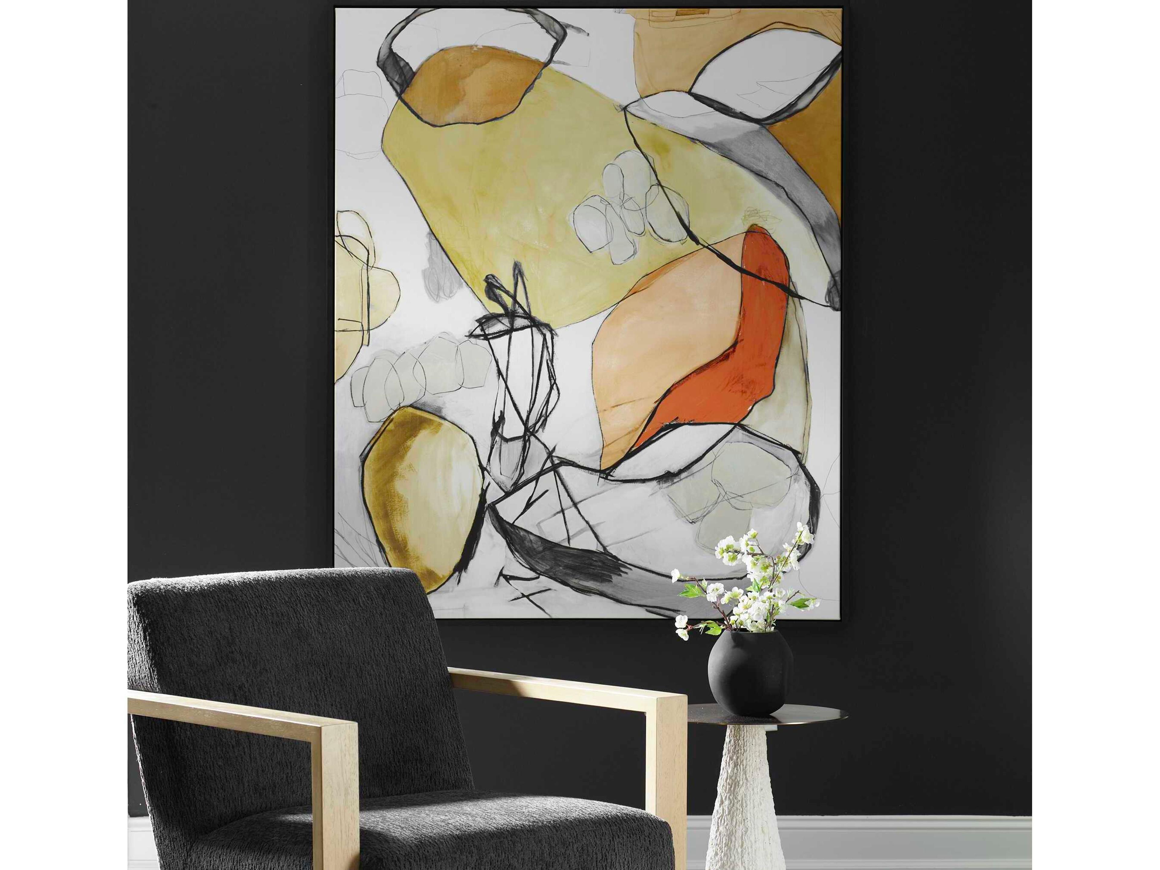 Uttermost Charcoal Improvision Framed Abstract Art