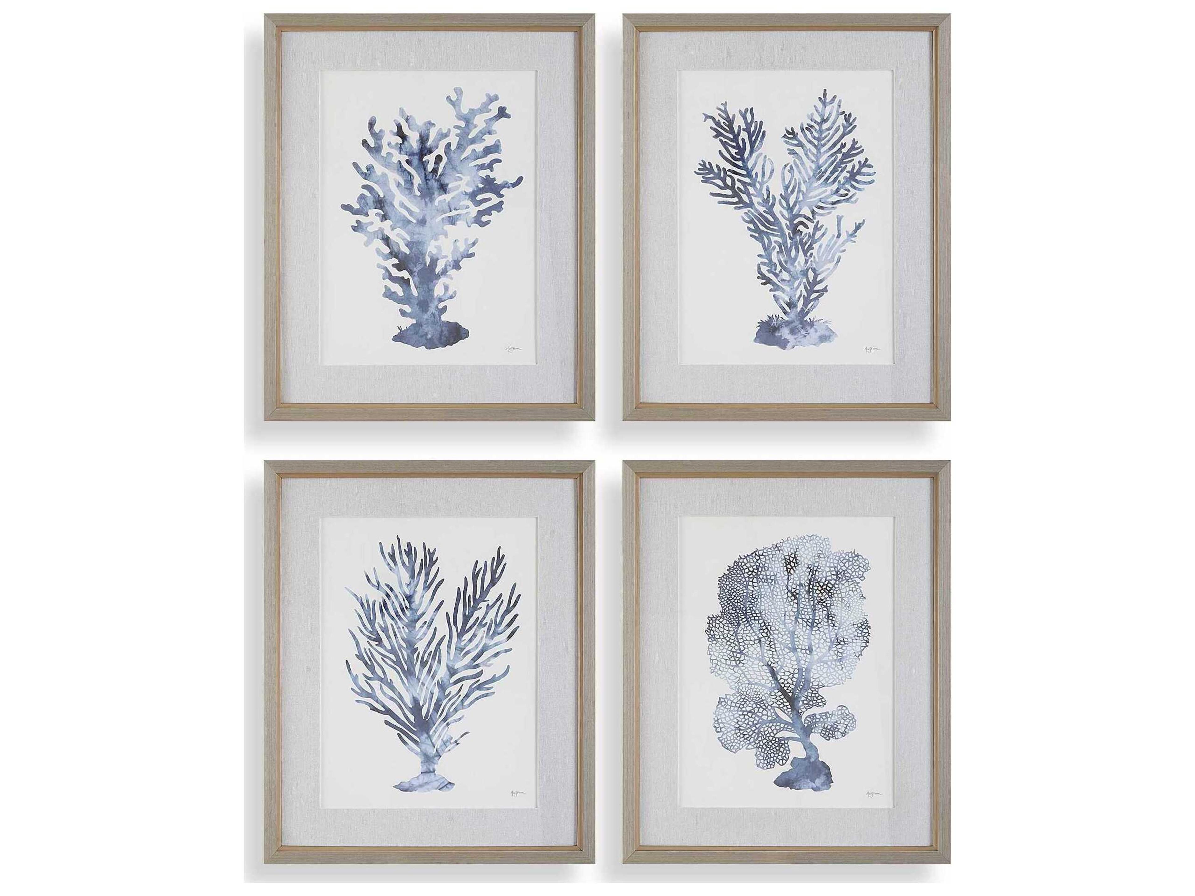 Shibori Coral Framed Prints Set of 4