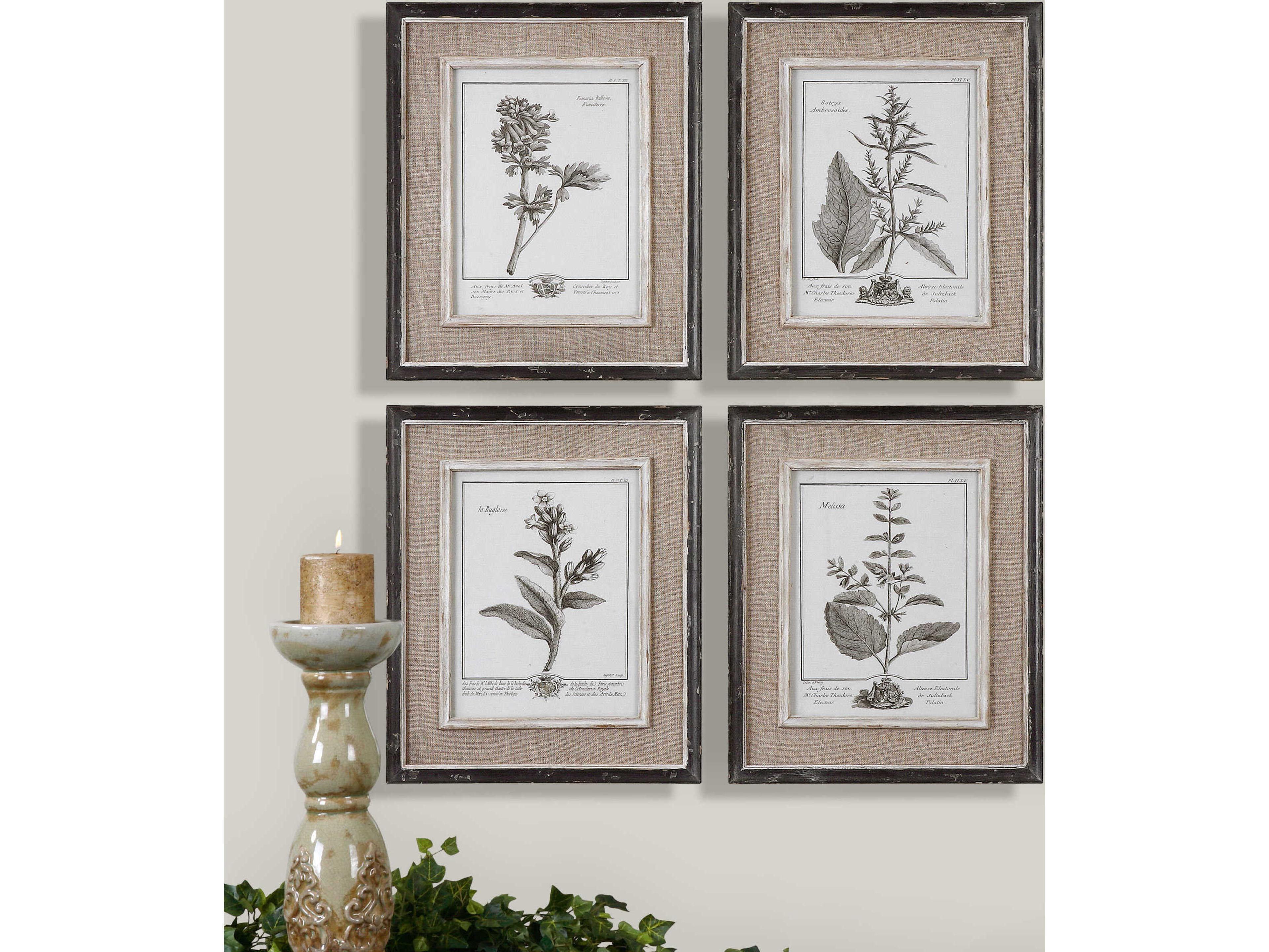 Uttermost Casual Grey Study Framed Wall Art Set of 4