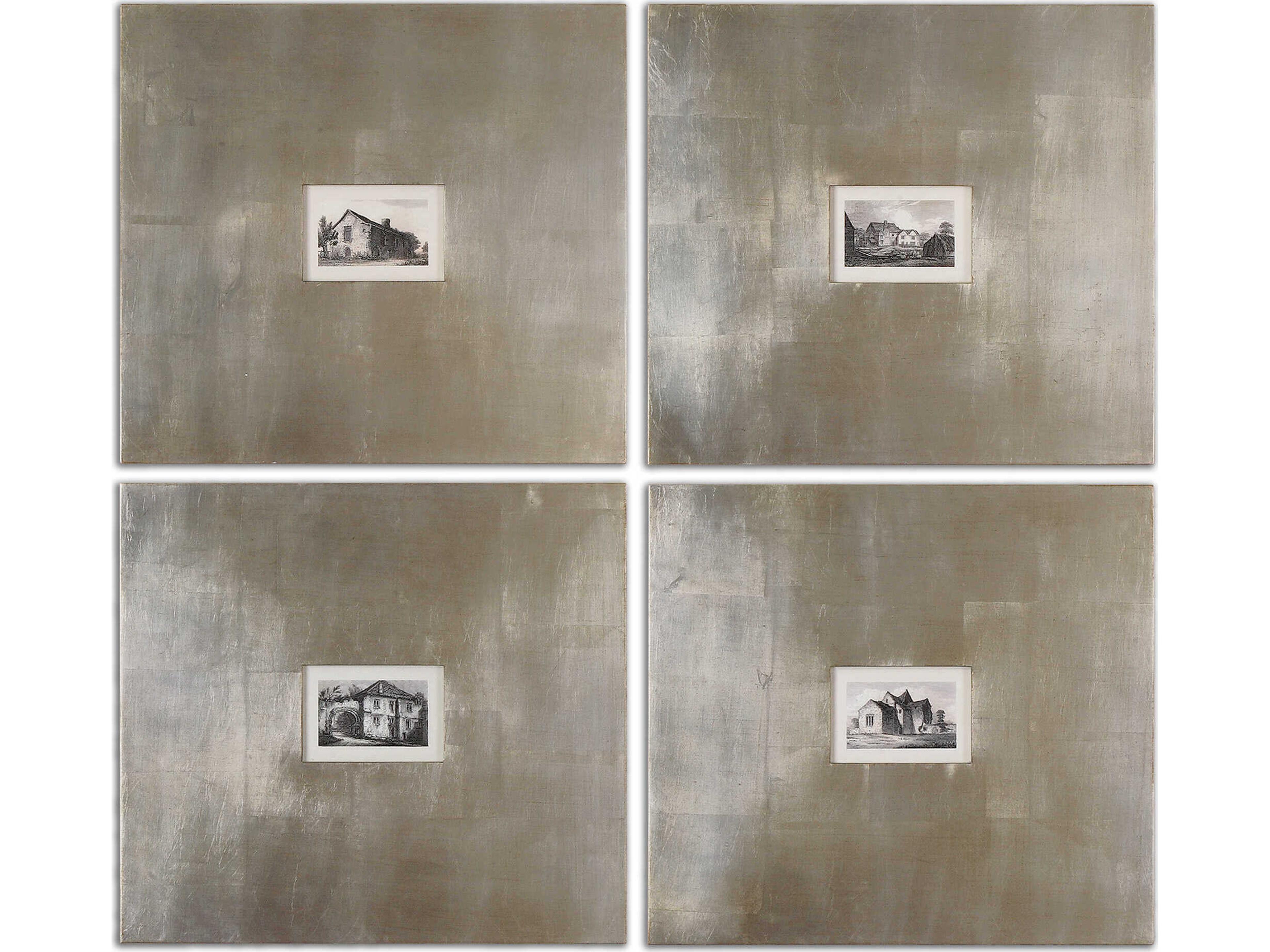 Uttermost Historical Buildings Framed Wall Art Set of 4