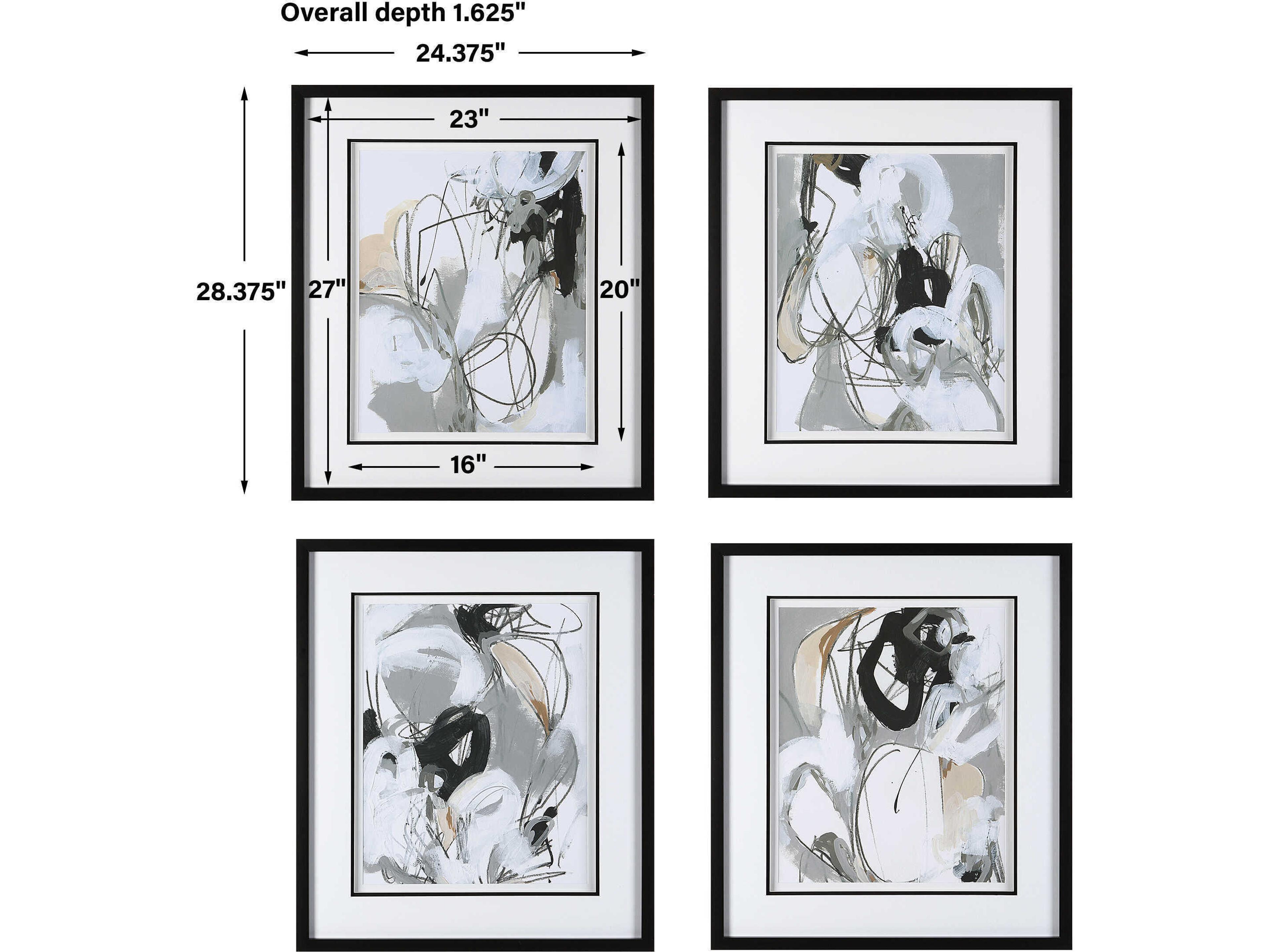 Uttermost Tangled Threads Abstract Framed Prints Set of 4