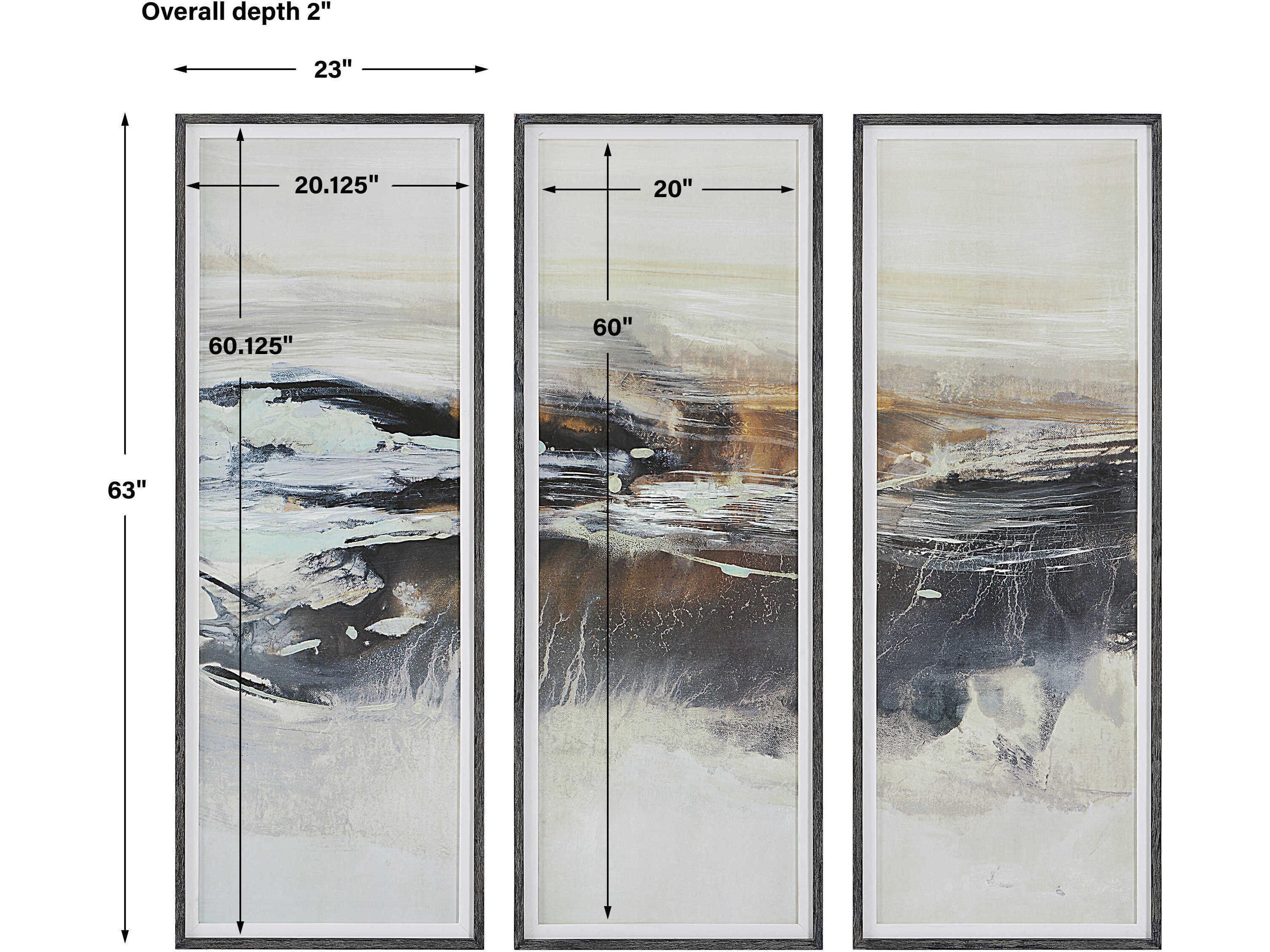 Uttermost Graphite Dark Espresso Framed Prints Wall Aart Set of 3