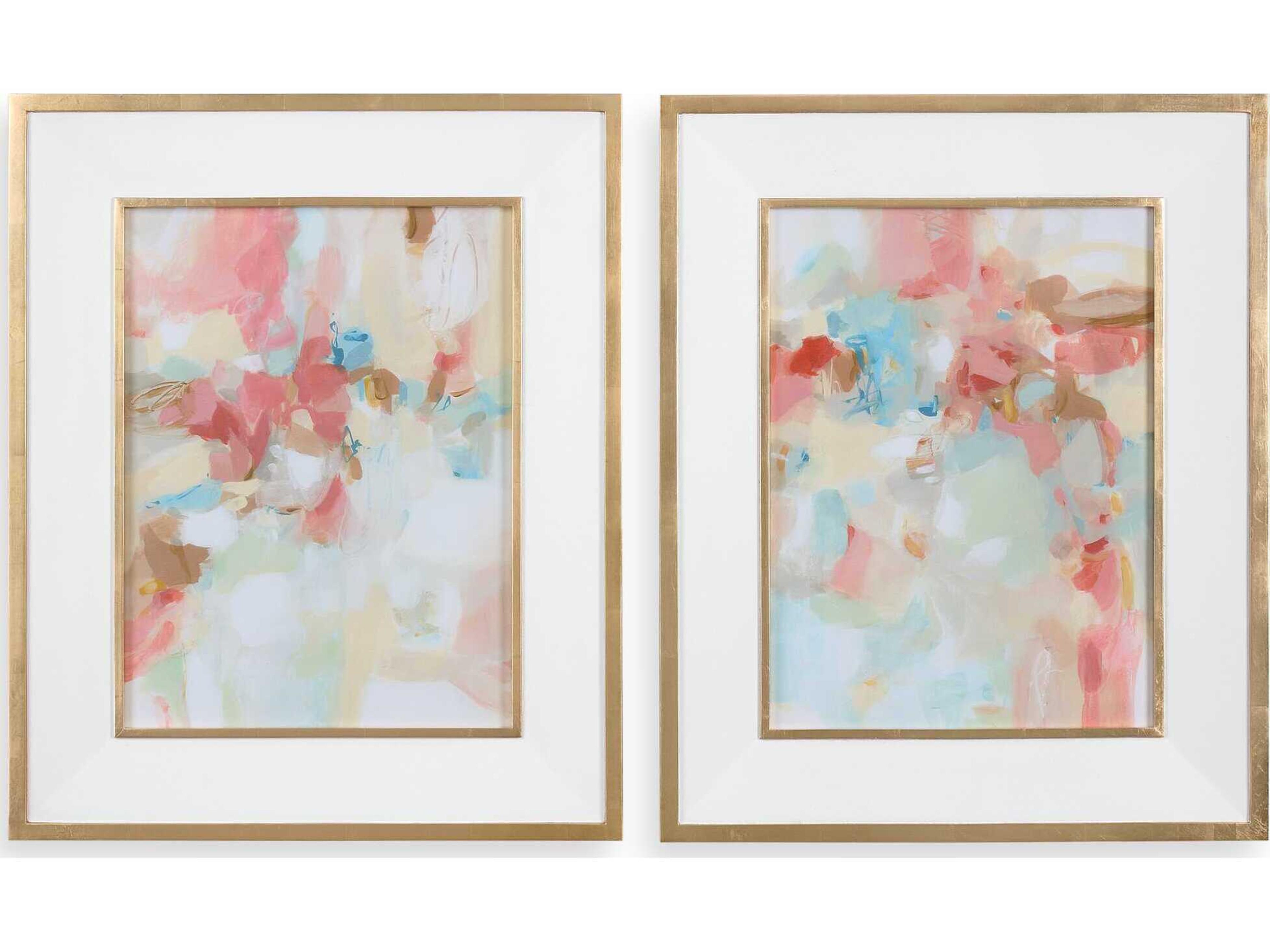 Uttermost A Touch Of Blush & Rosewood Fences Art Set of 2