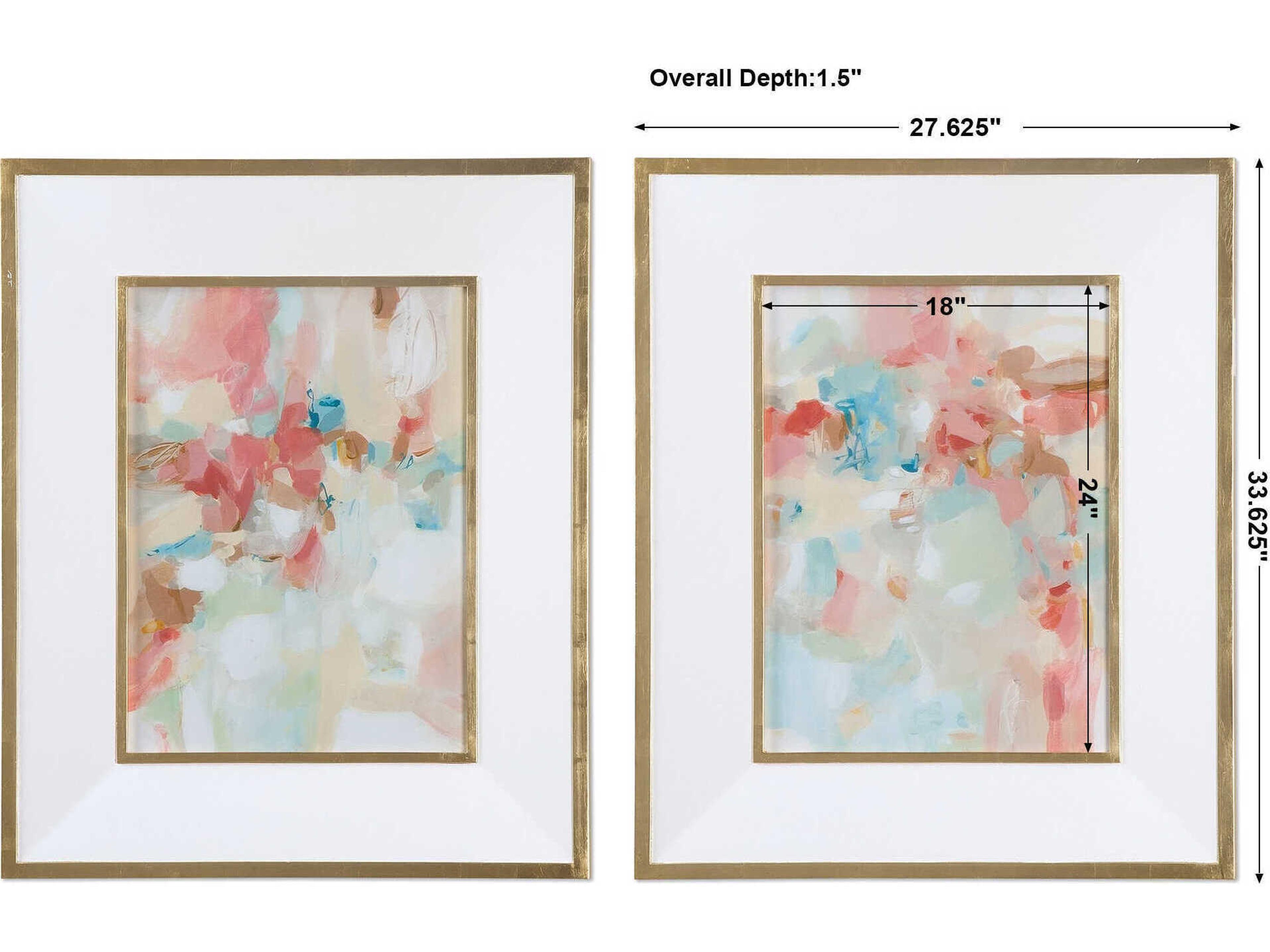 Uttermost A Touch Of Blush & Rosewood Fences Art Set of 2