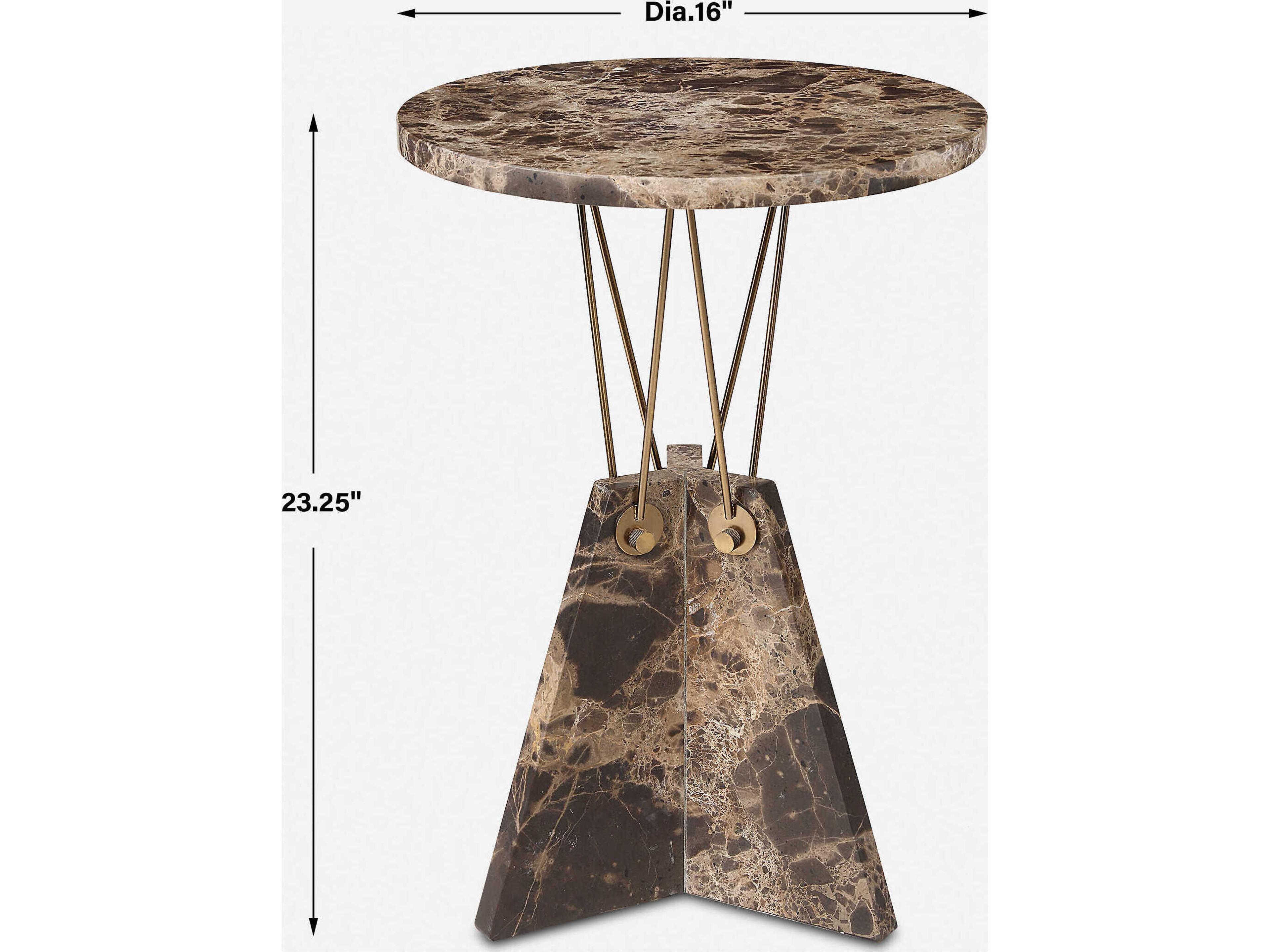Uttermost Levitate Round Emperador Brown Marble End Table