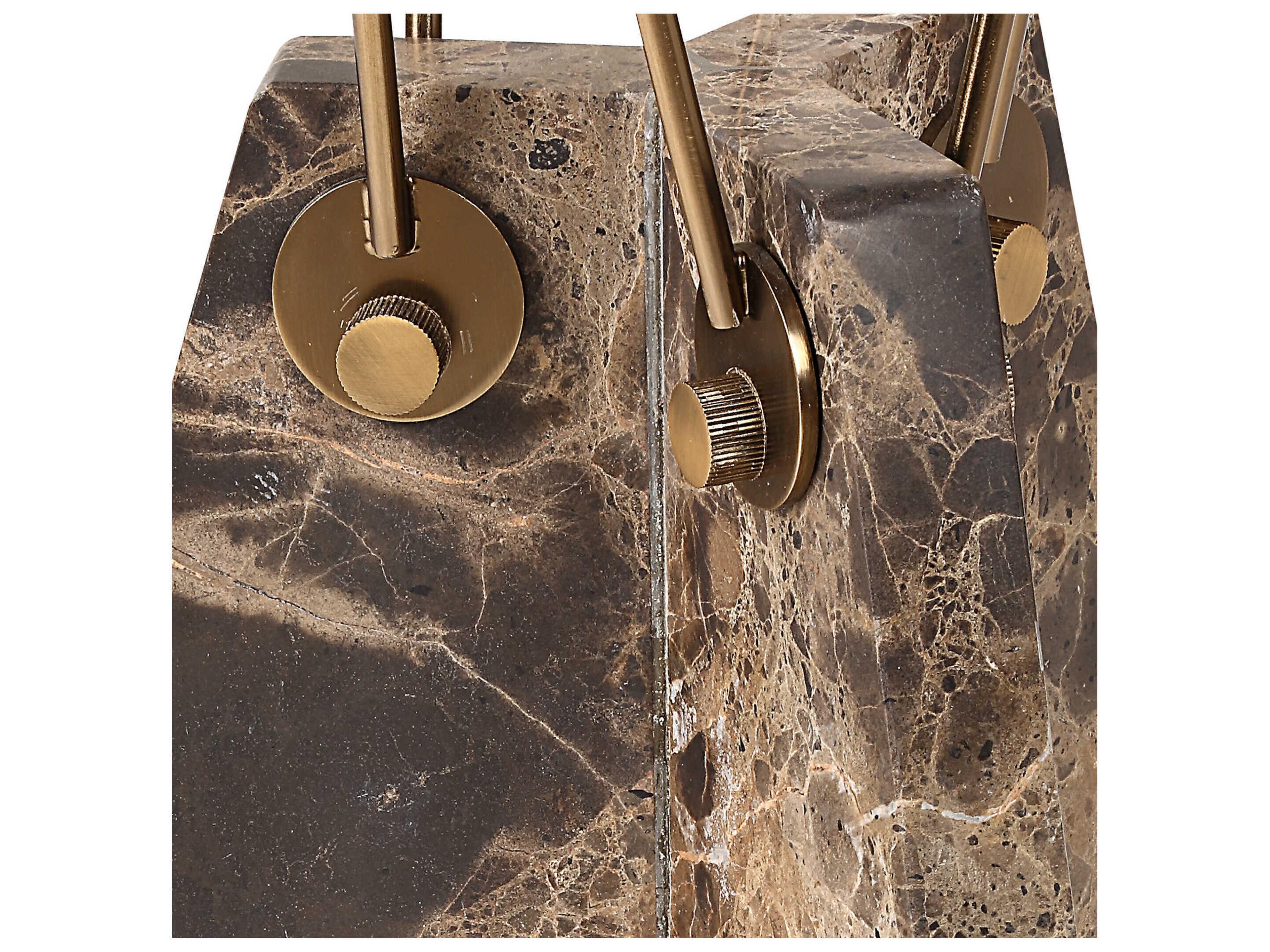 Uttermost Levitate Round Emperador Brown Marble End Table