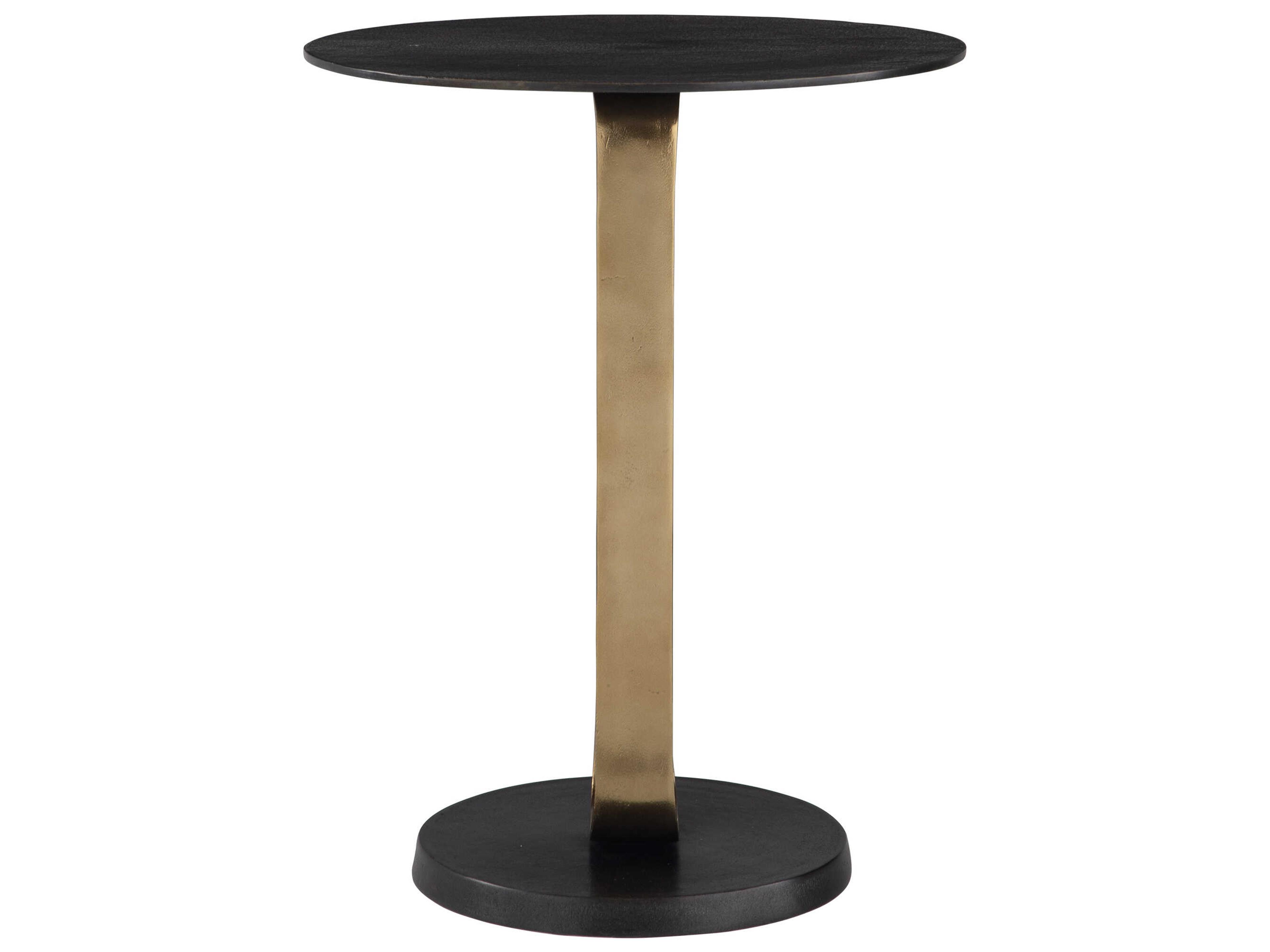 Uttermost Aperture Round Metal Brass Black End Table