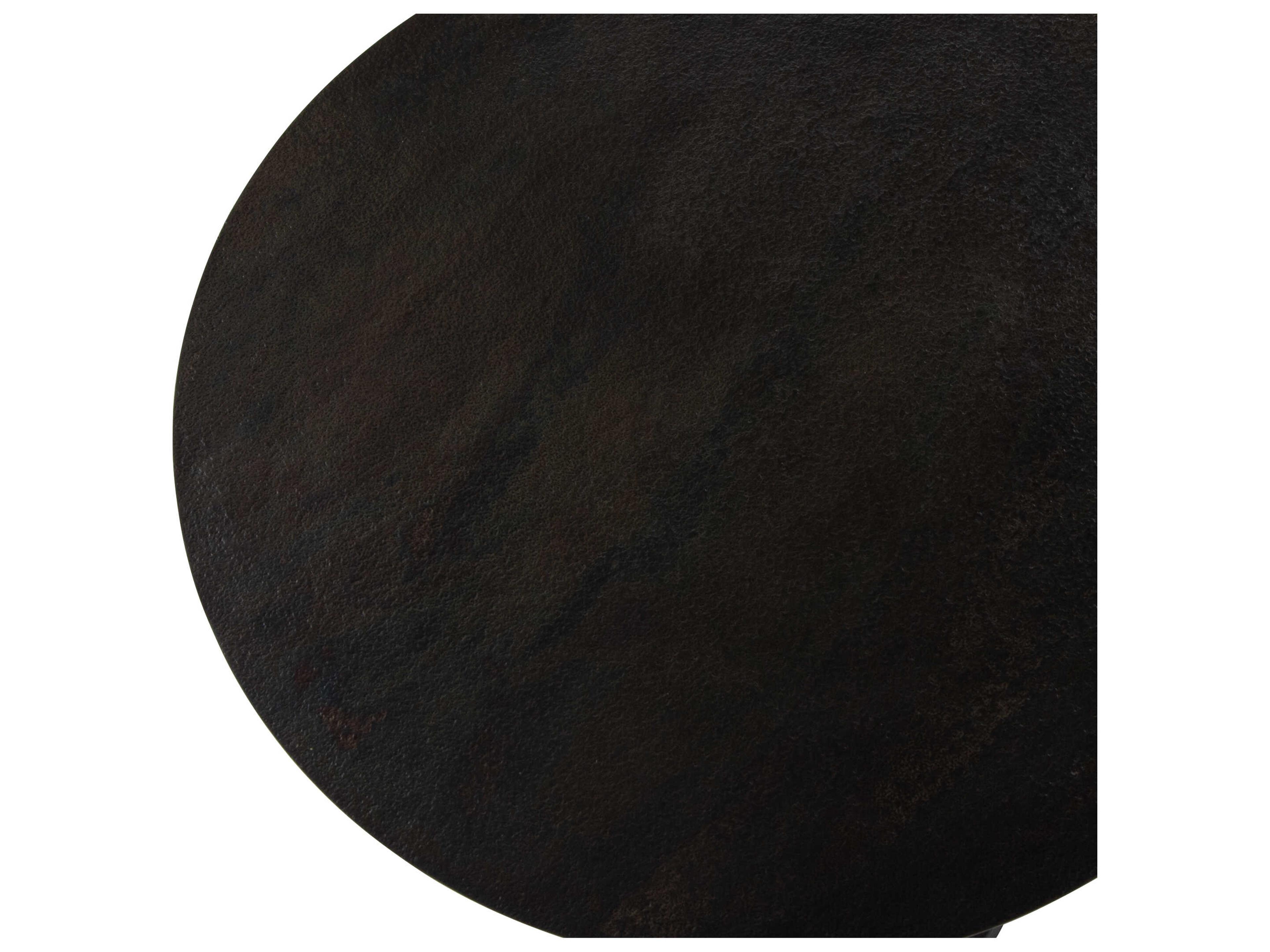 Uttermost Aperture Round Metal Brass Black End Table