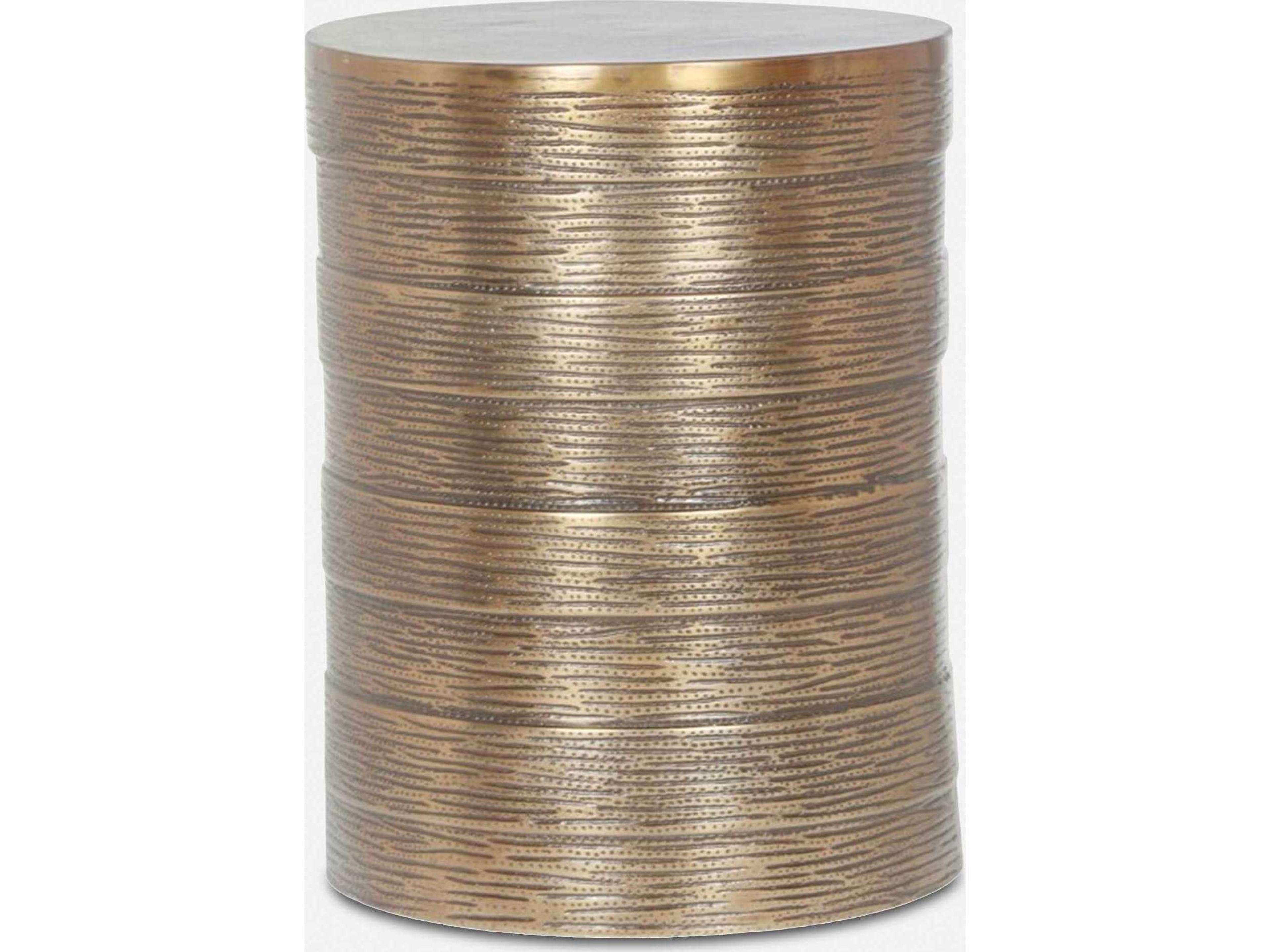 Uttermost Odin Round Metal Antique Brass End Table