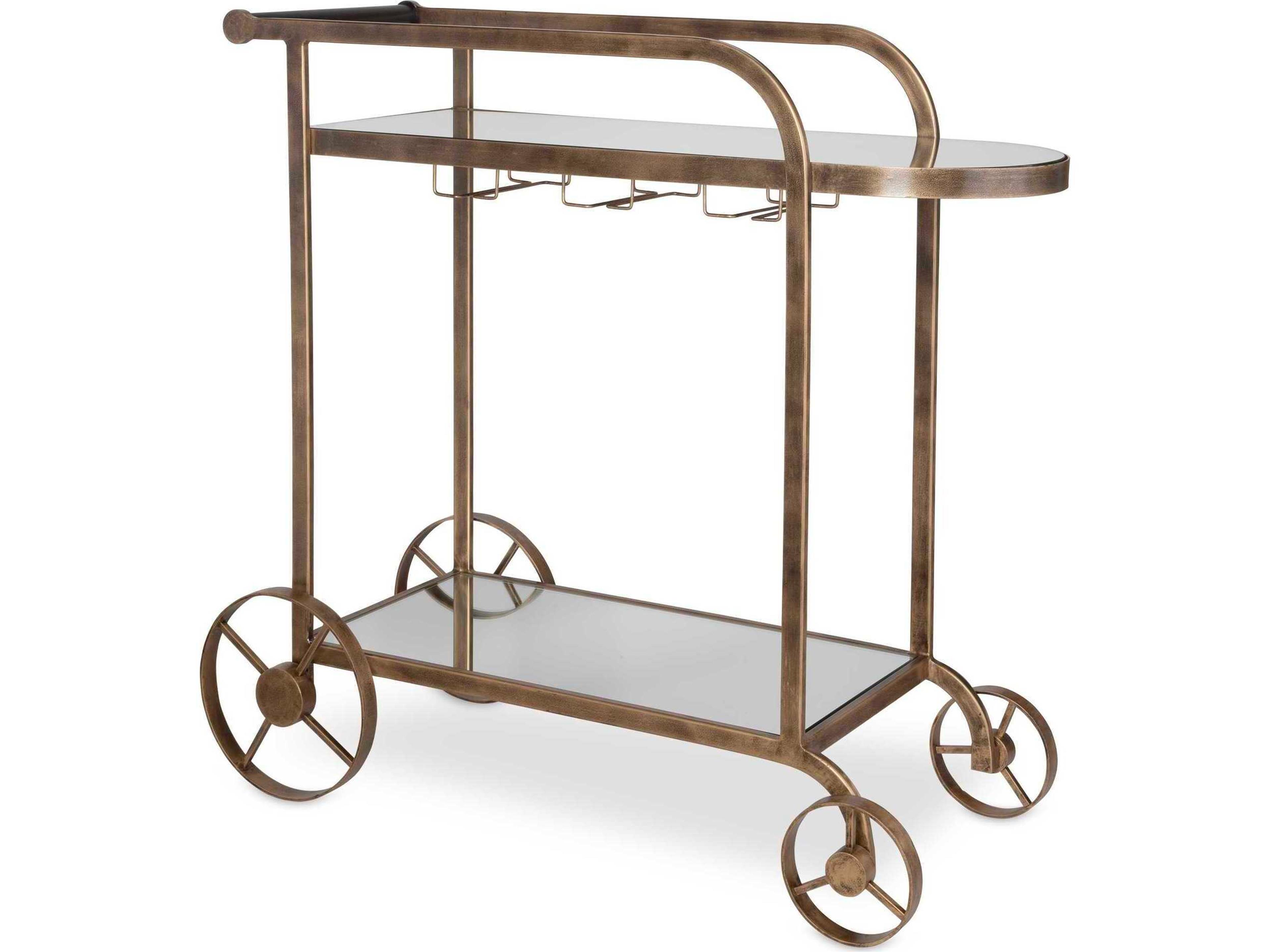 Carrinho Glass Antique Brass Bar Cart