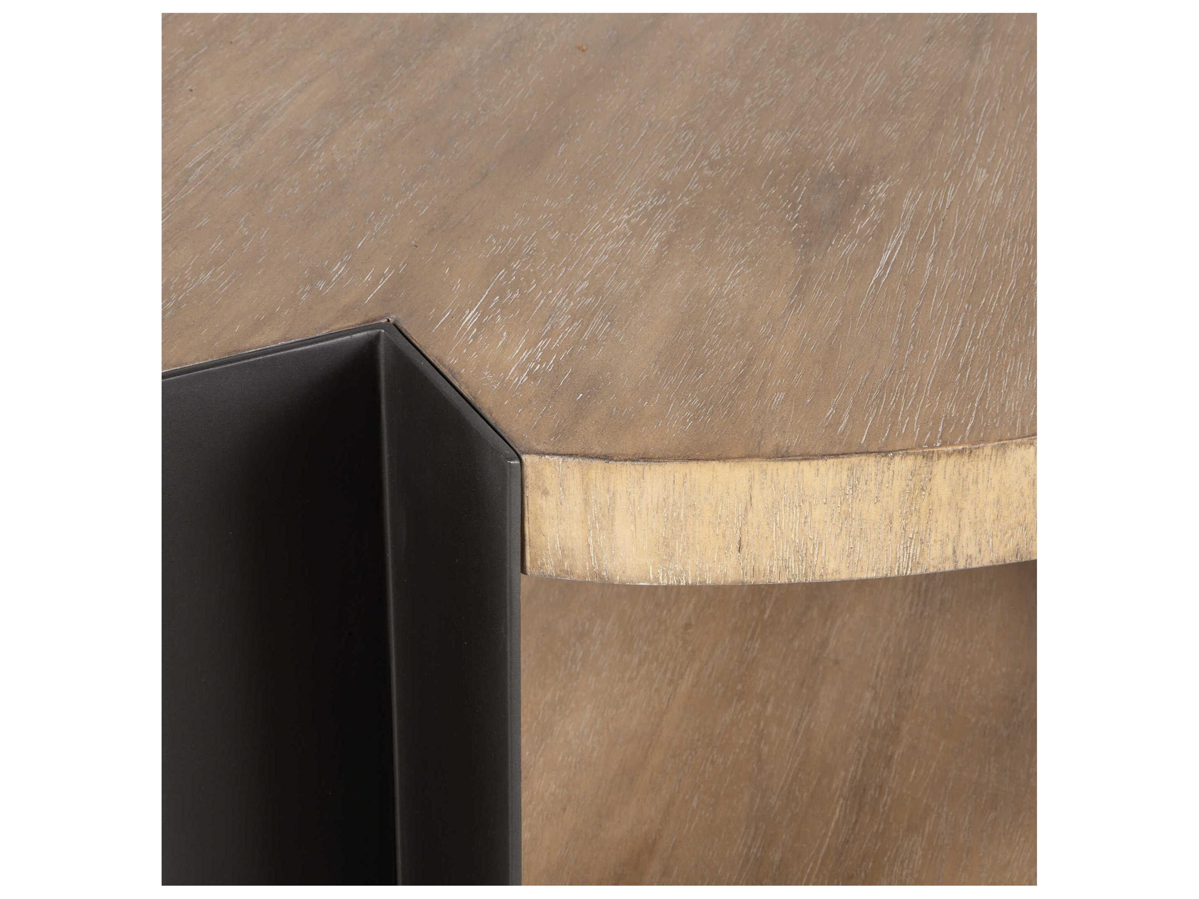 Uttermost Loana Round Wood Matte Black Brown Coffee Table