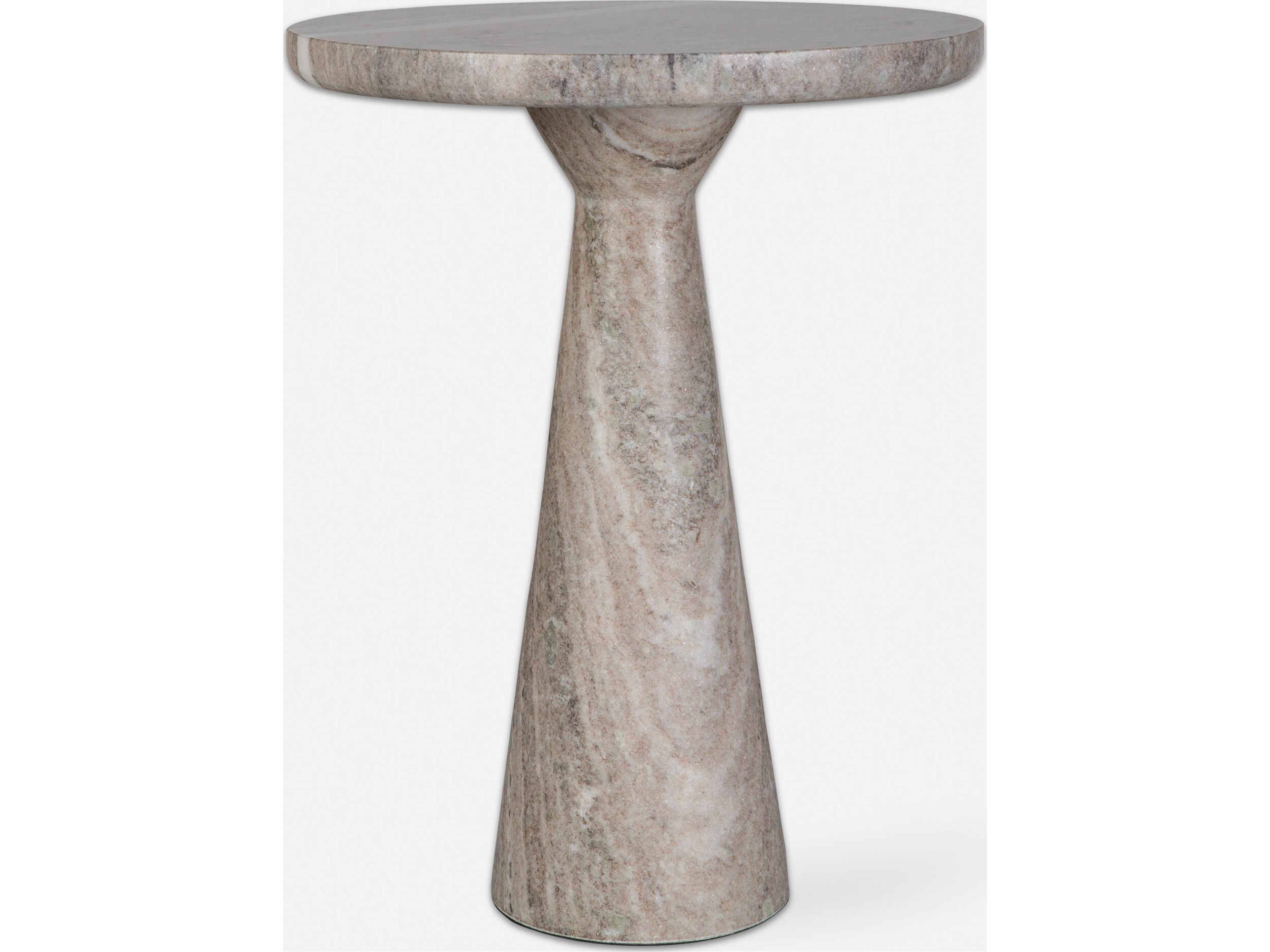 Uttermost Stour Round Marble Neutral End Table