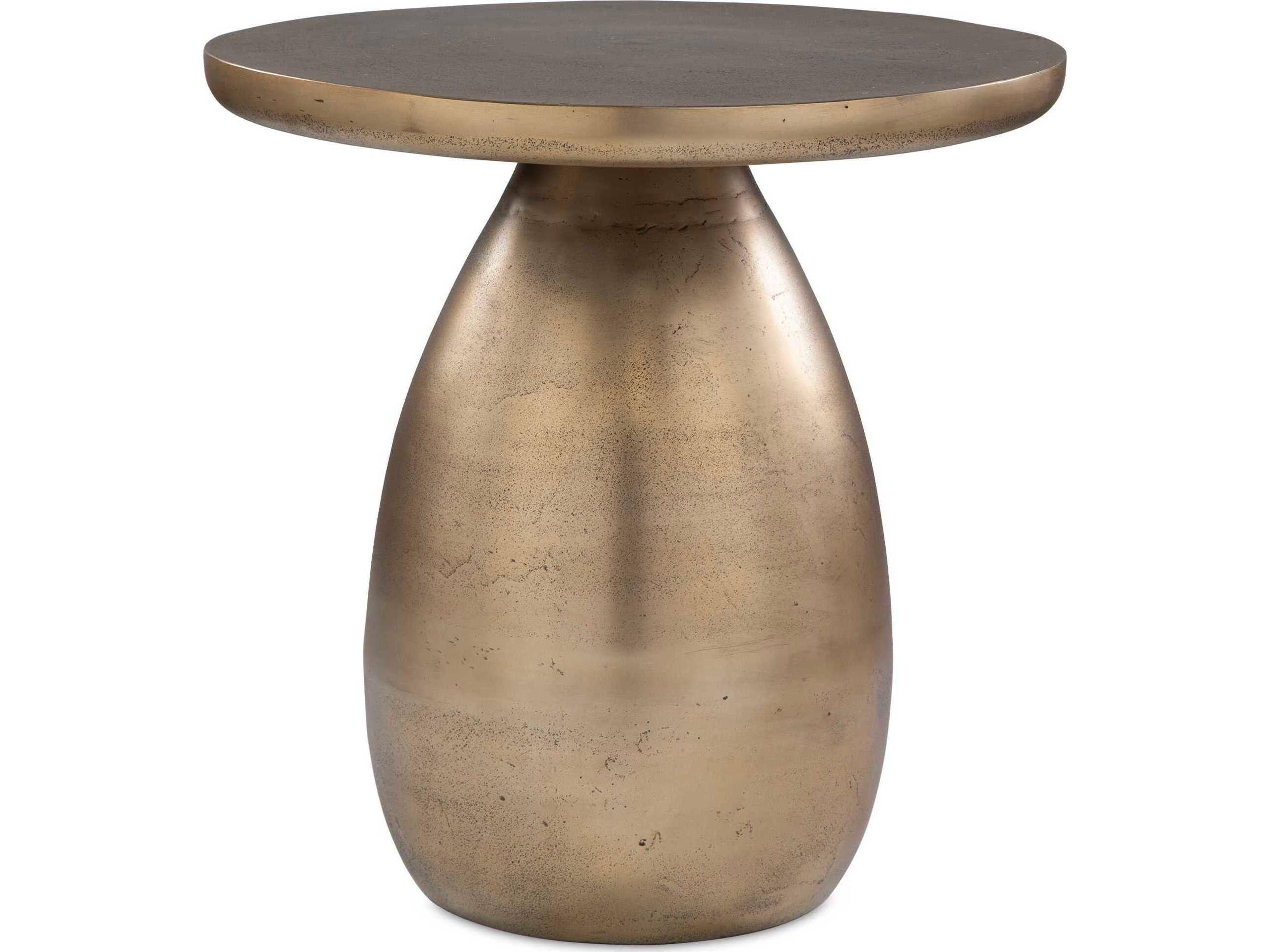 Antigua Round Metal Antique Brass End Table
