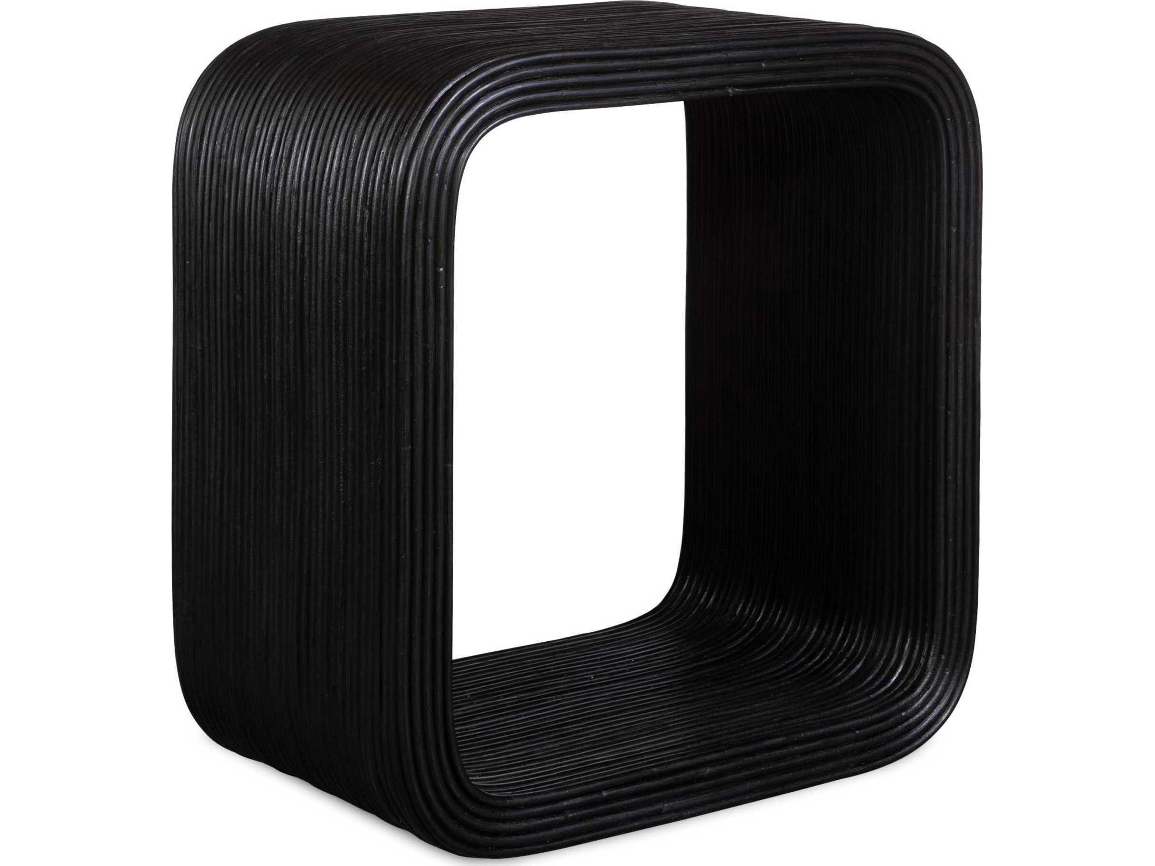 Compton Rectangular Rattan Black End Table