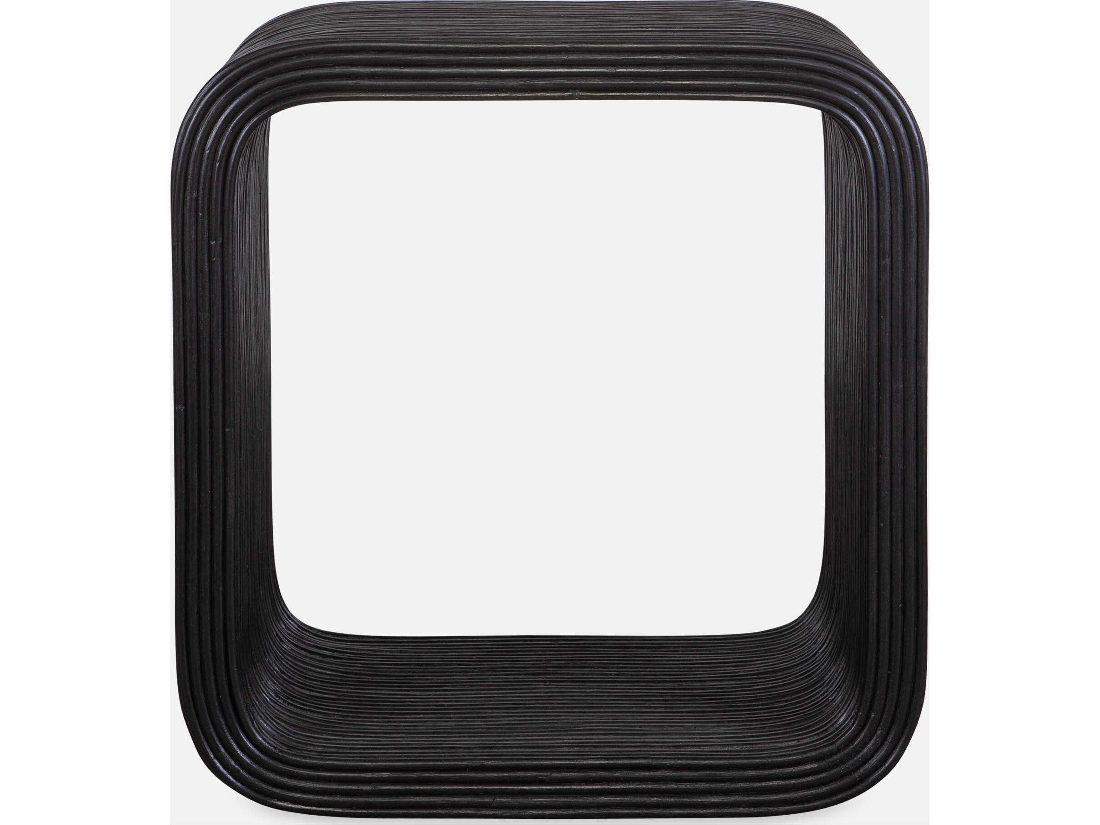 Uttermost Compton Rectangular Rattan Black End Table
