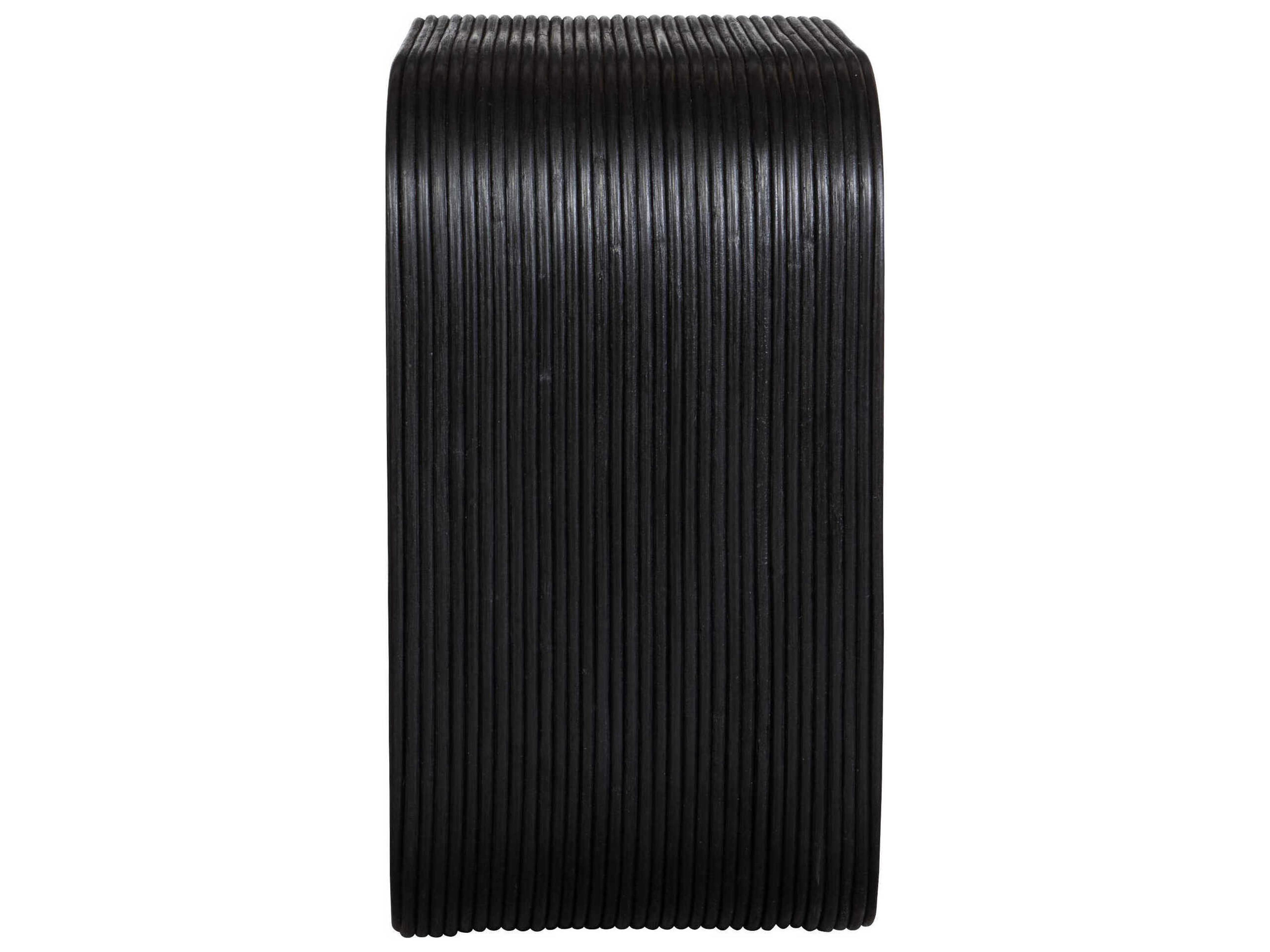 Uttermost Compton Rectangular Rattan Black End Table