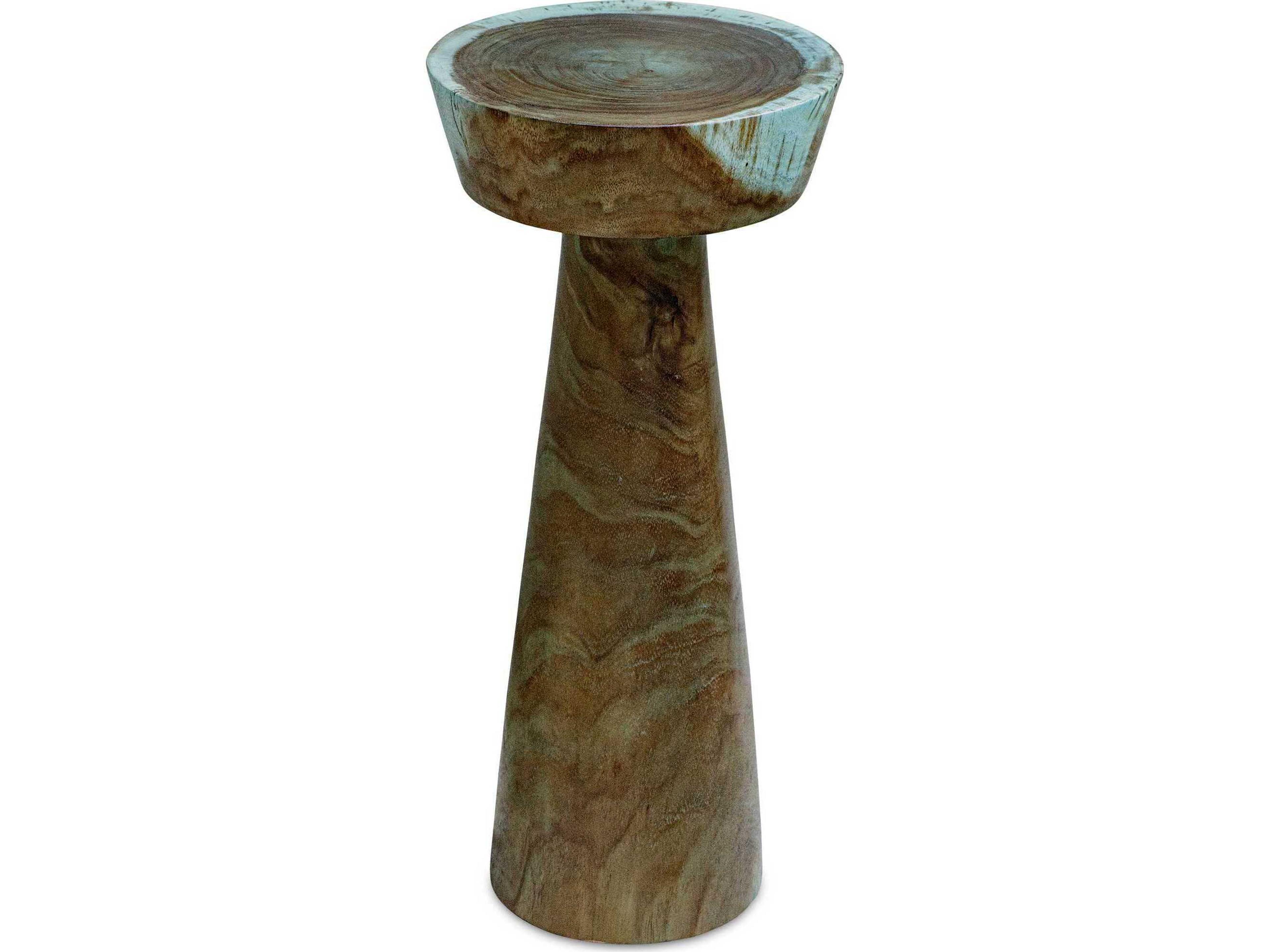 Uttermost Mano Round Wood Blue Green End Table