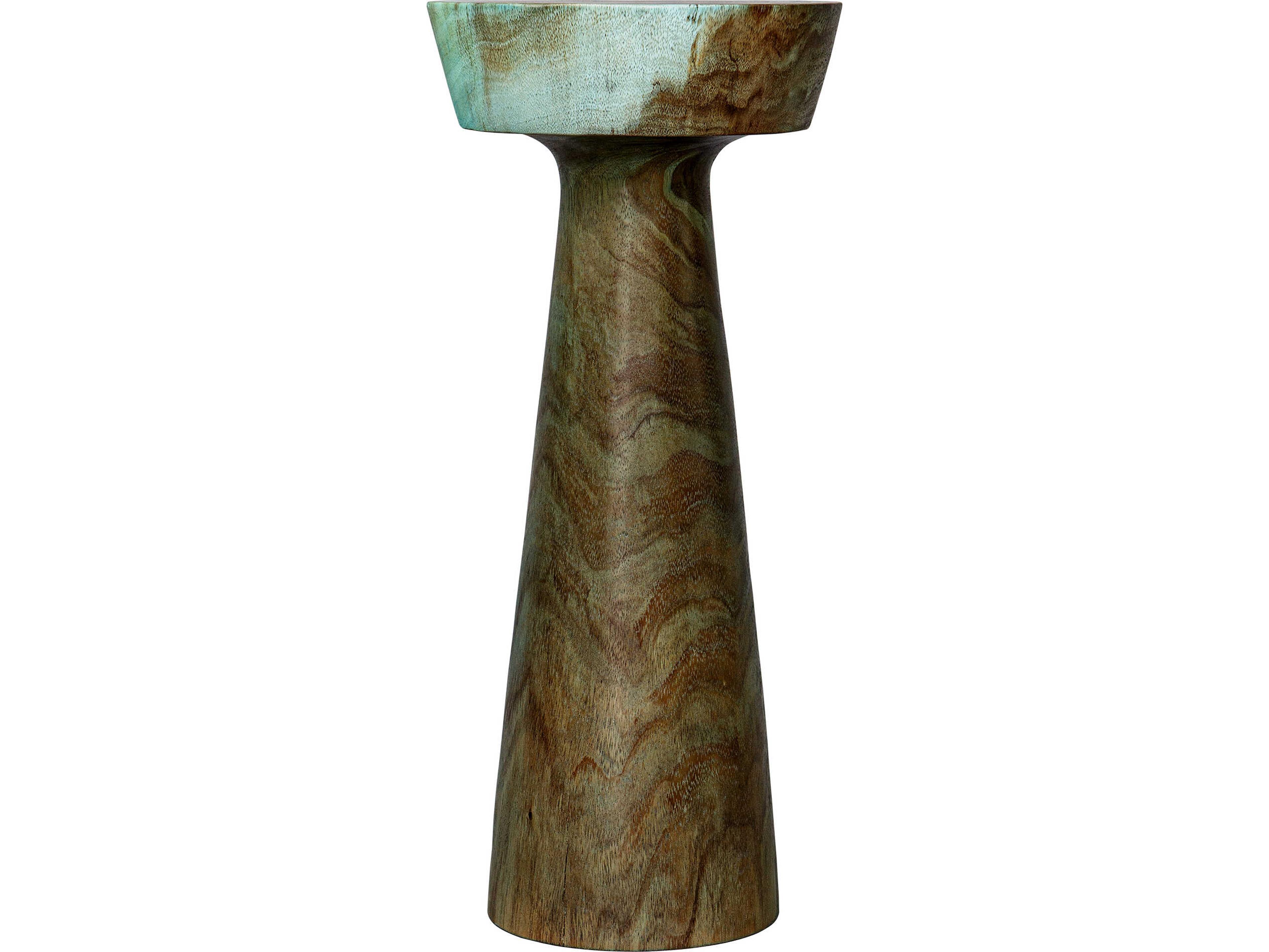 Uttermost Mano Round Wood Blue Green End Table