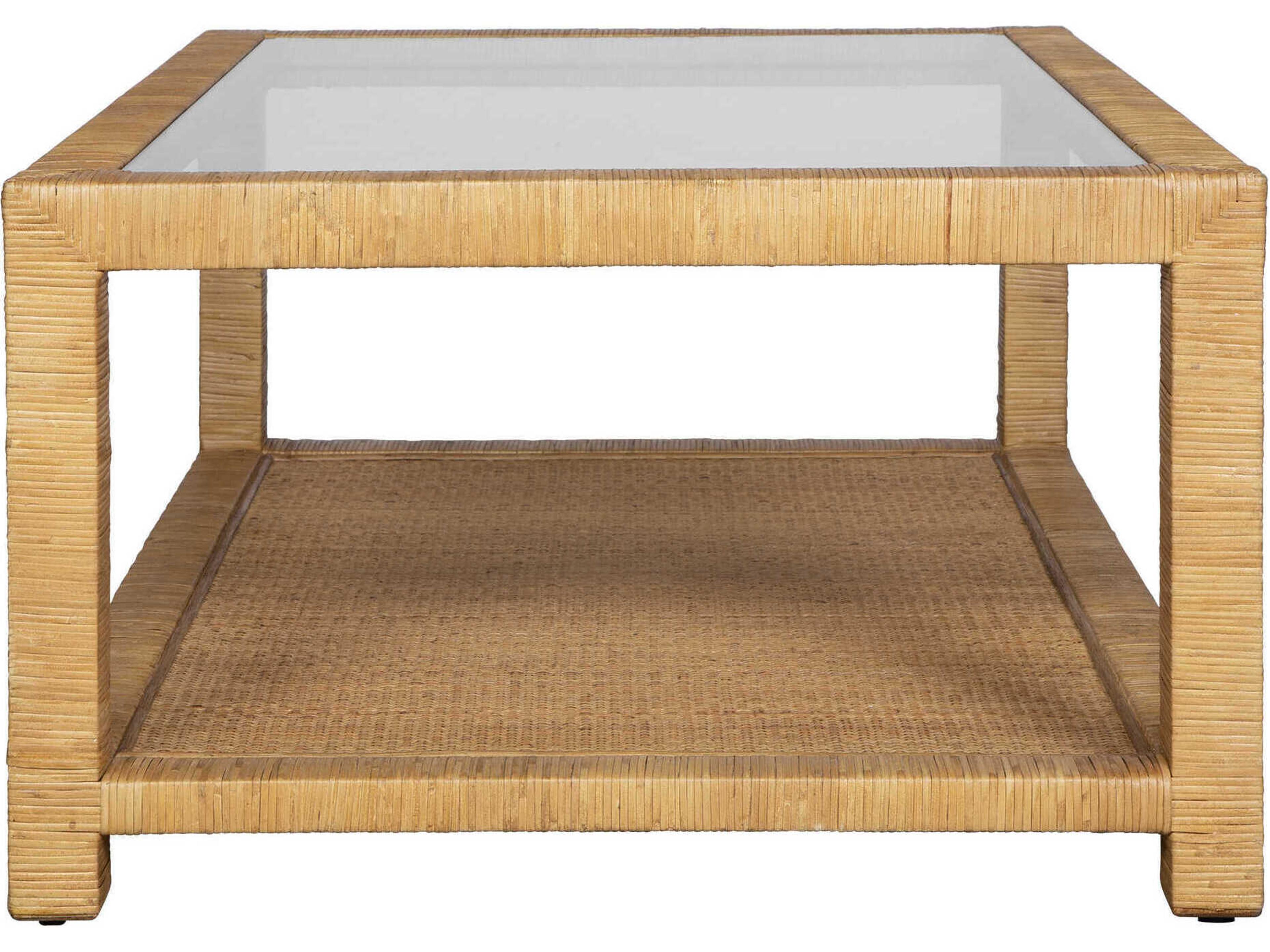 Uttermost Kensing Rectangular Glass Natural Coffee Table