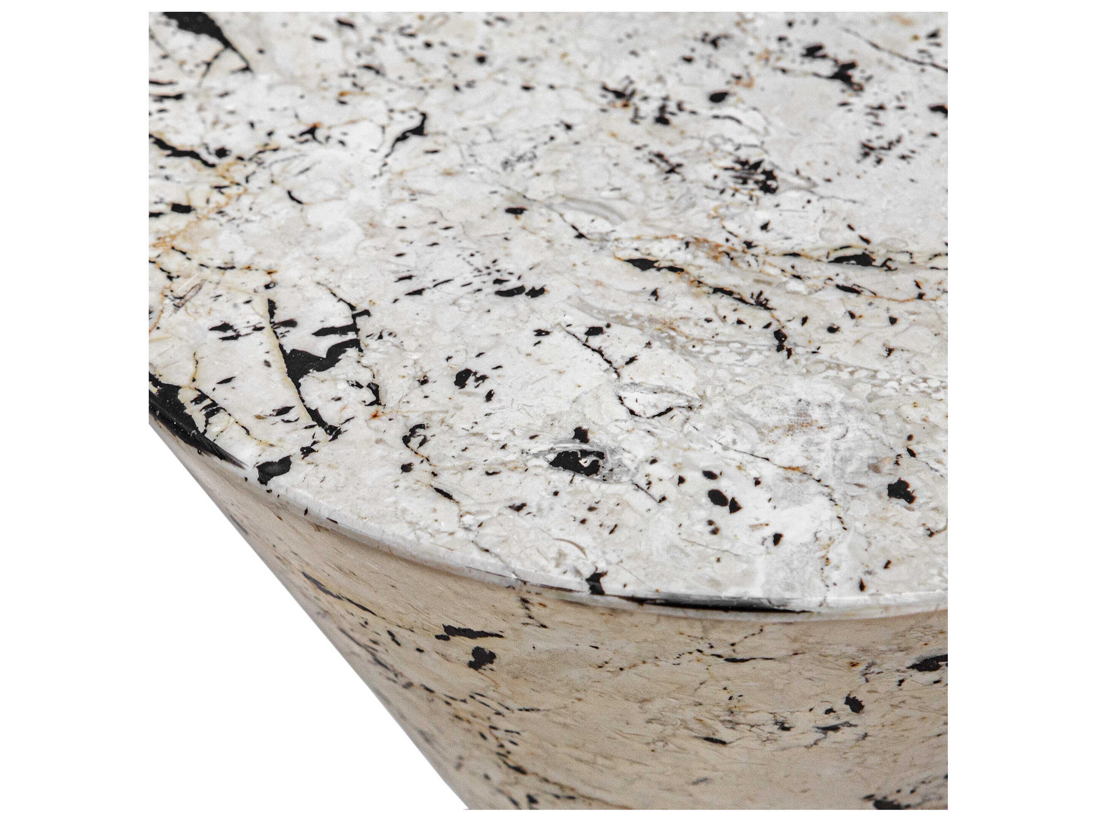 Uttermost Lenora Round Stone White Black End Table