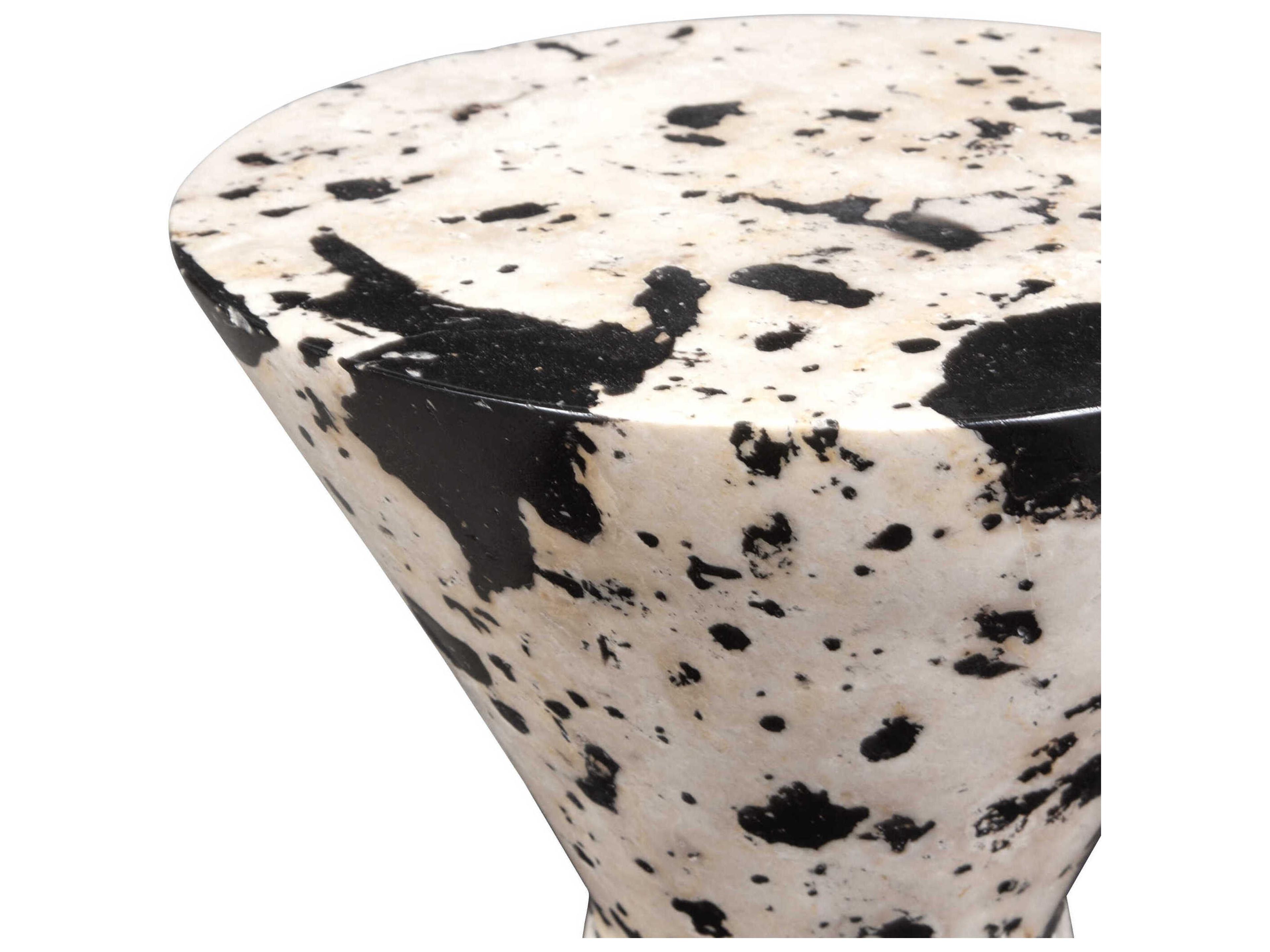 Uttermost Lenora Round Stone White Black End Table