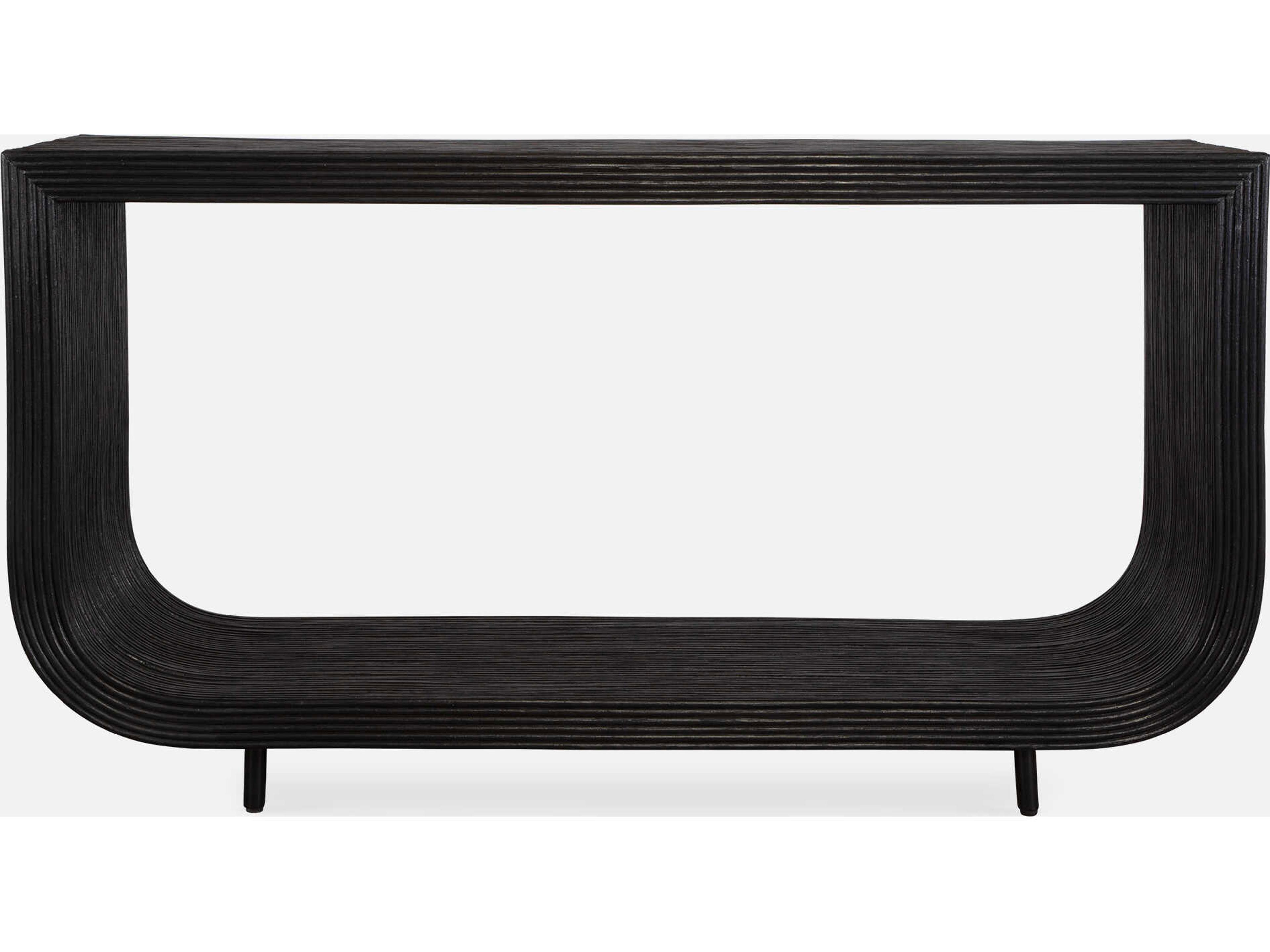 Uttermost Compton Rectangular Rattan Black Console Table