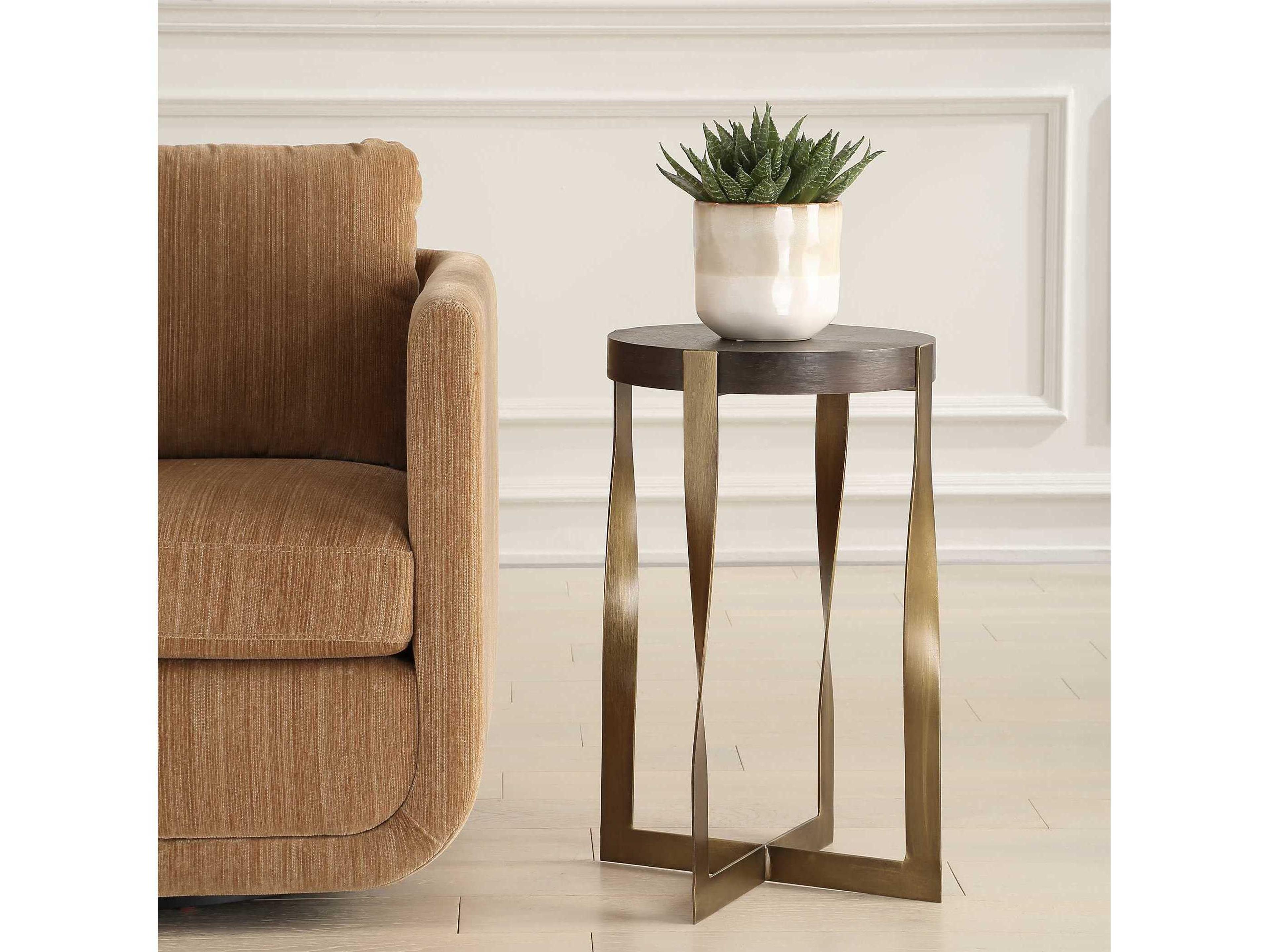 Uttermost Drew Round Wood Dark Chocolate End Table
