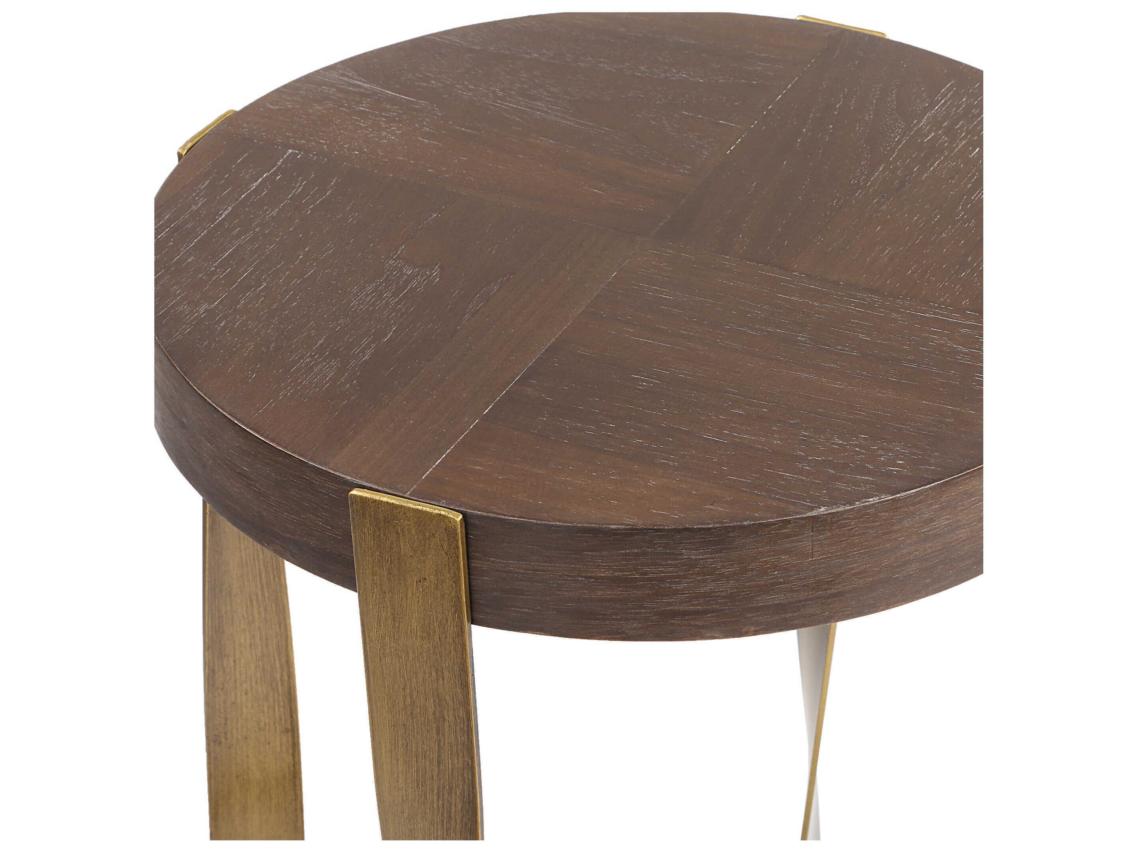 Uttermost Drew Round Wood Dark Chocolate End Table
