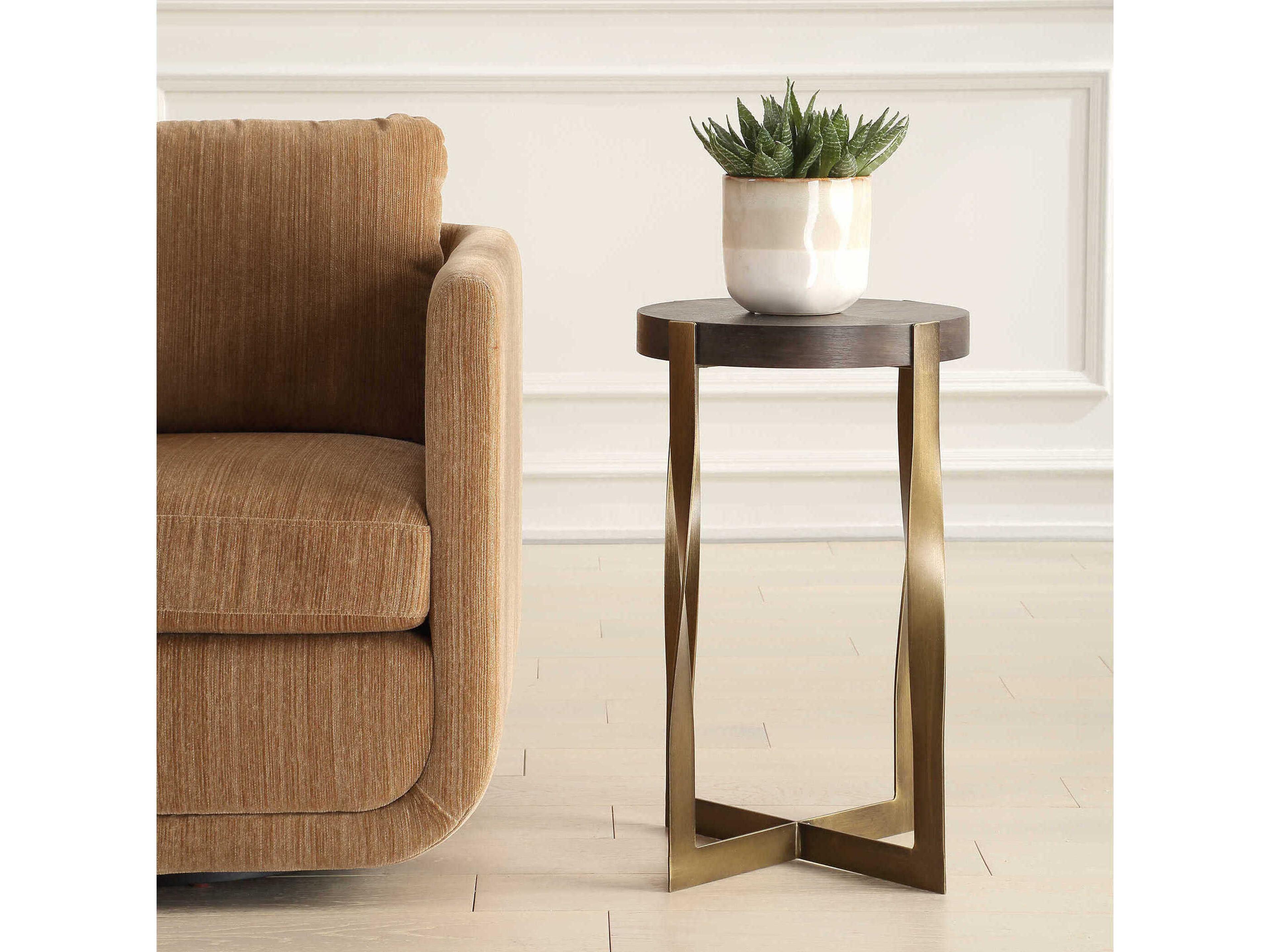 Uttermost Drew Round Wood Dark Chocolate End Table