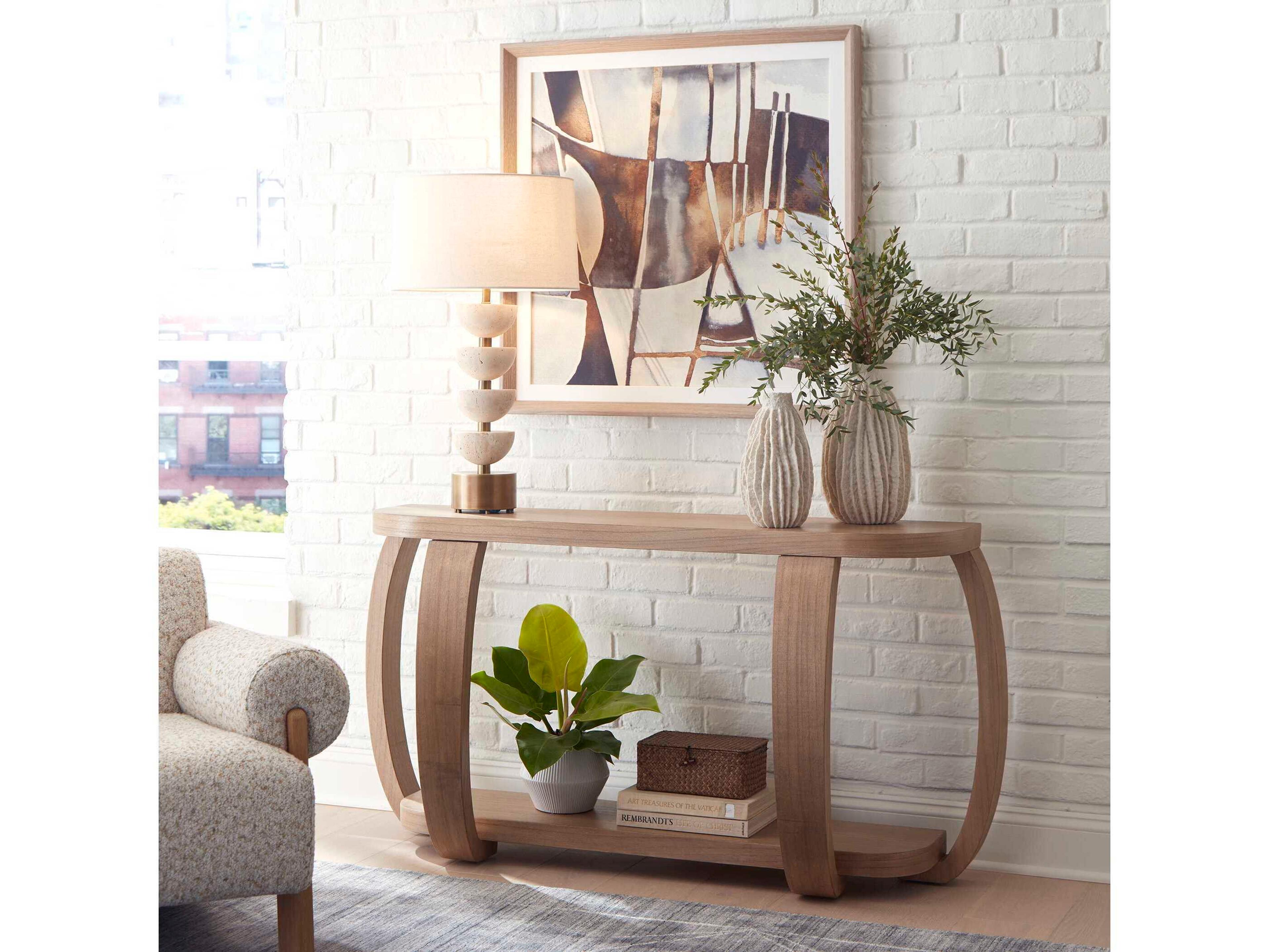 Uttermost Adona Demilune Wood Natural Console Table
