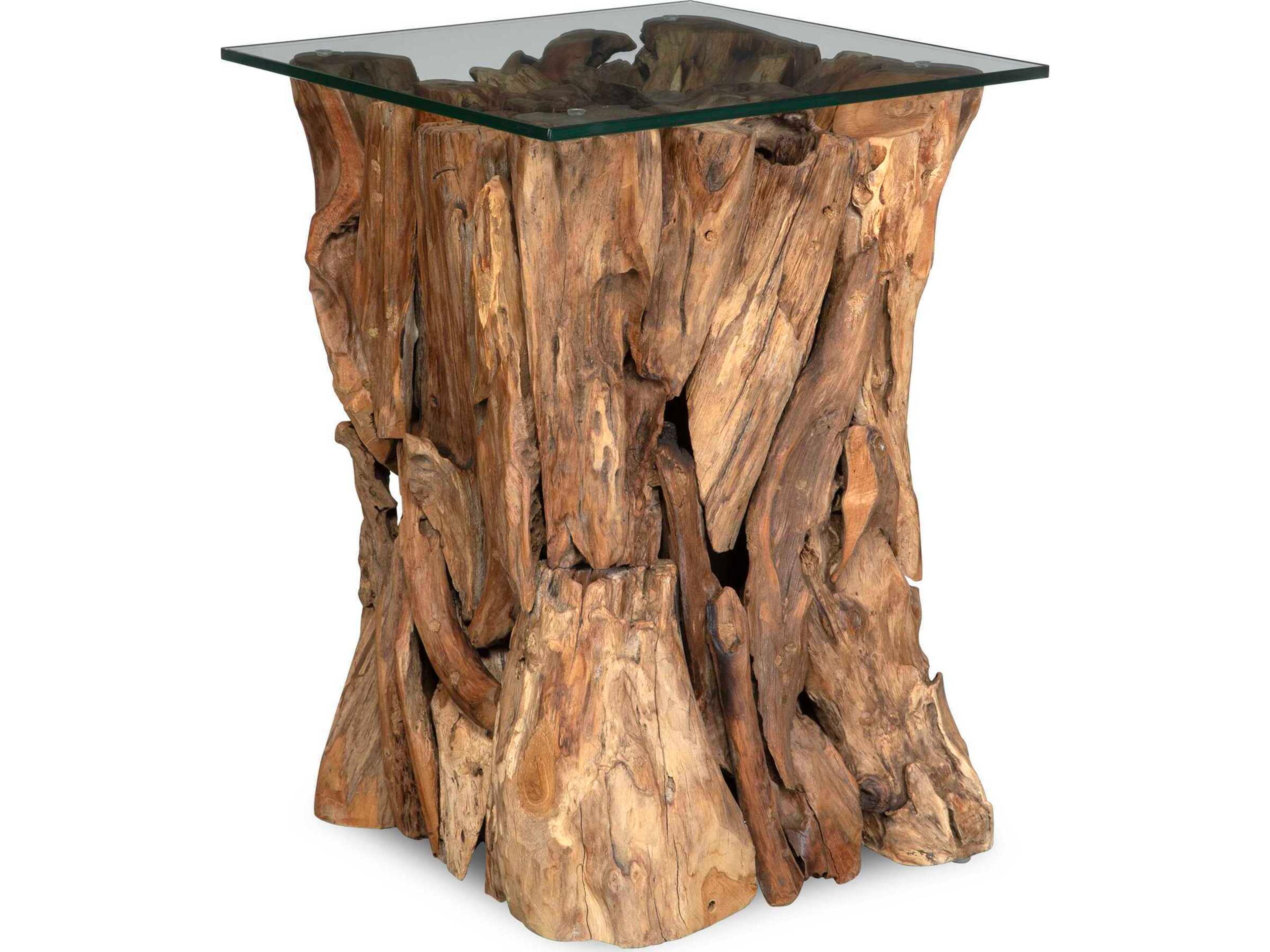 Rozel Square Glass Natural End Table