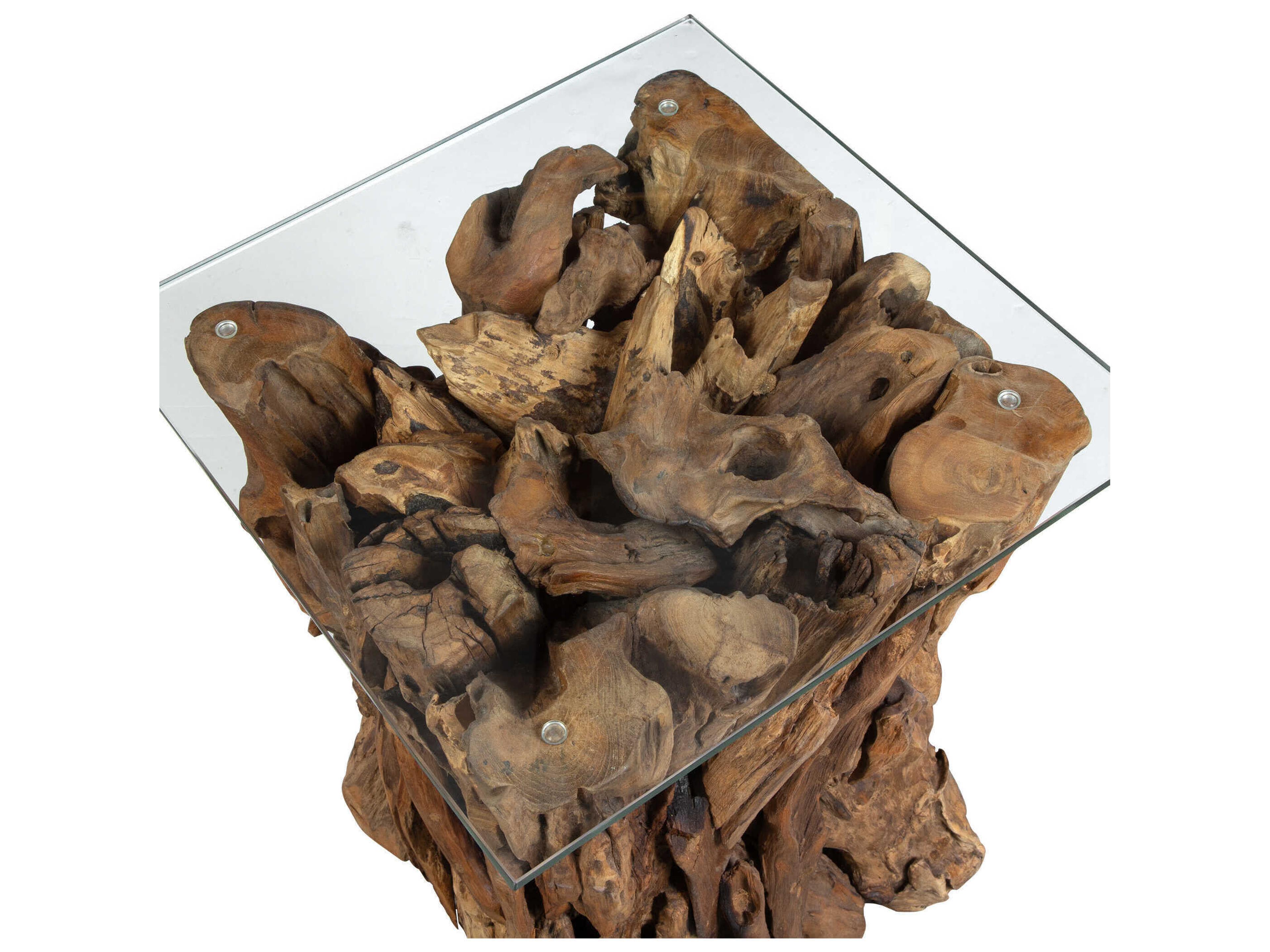 Uttermost Rozel Square Glass Natural End Table