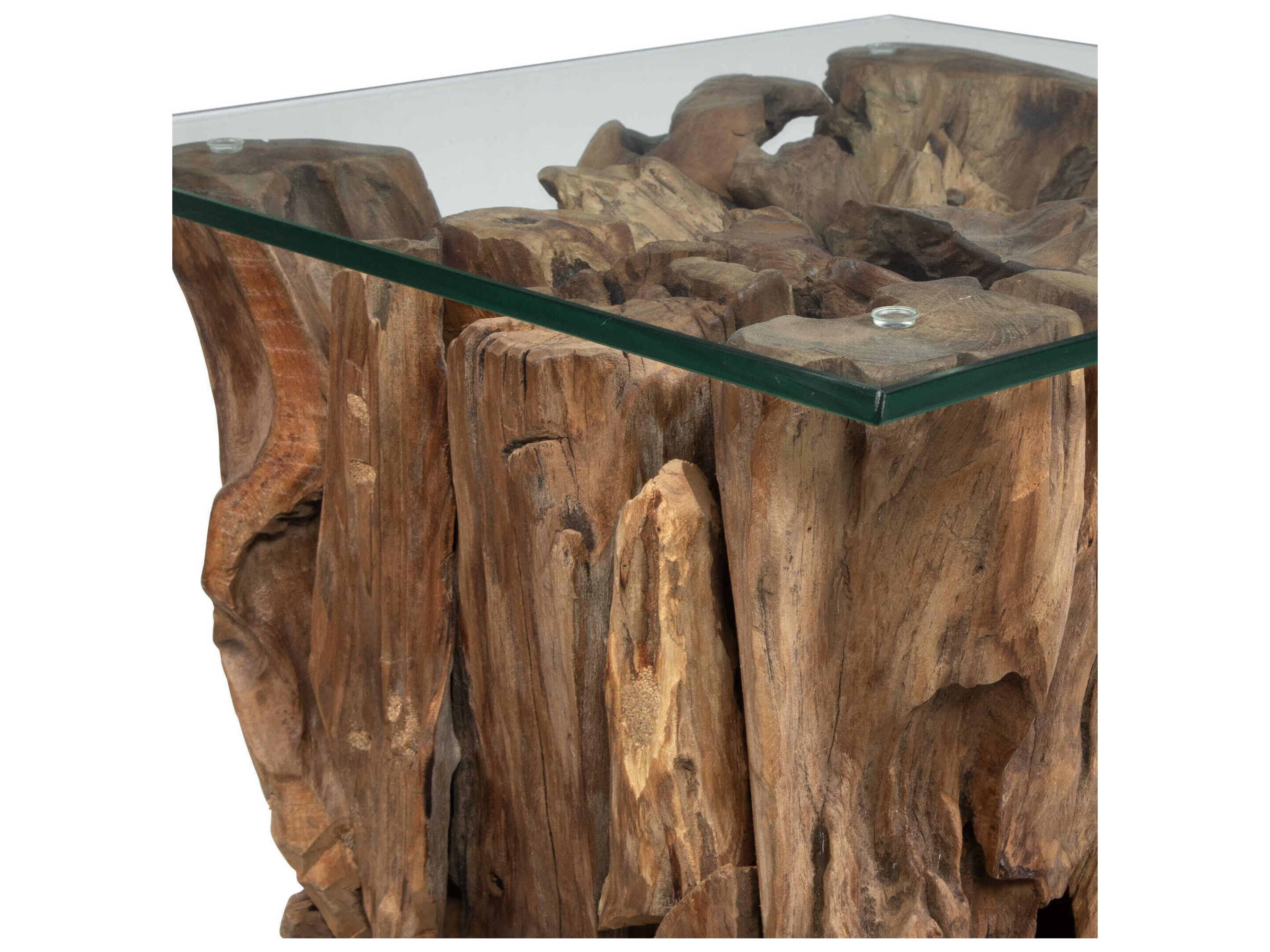 Uttermost Rozel Square Glass Natural End Table