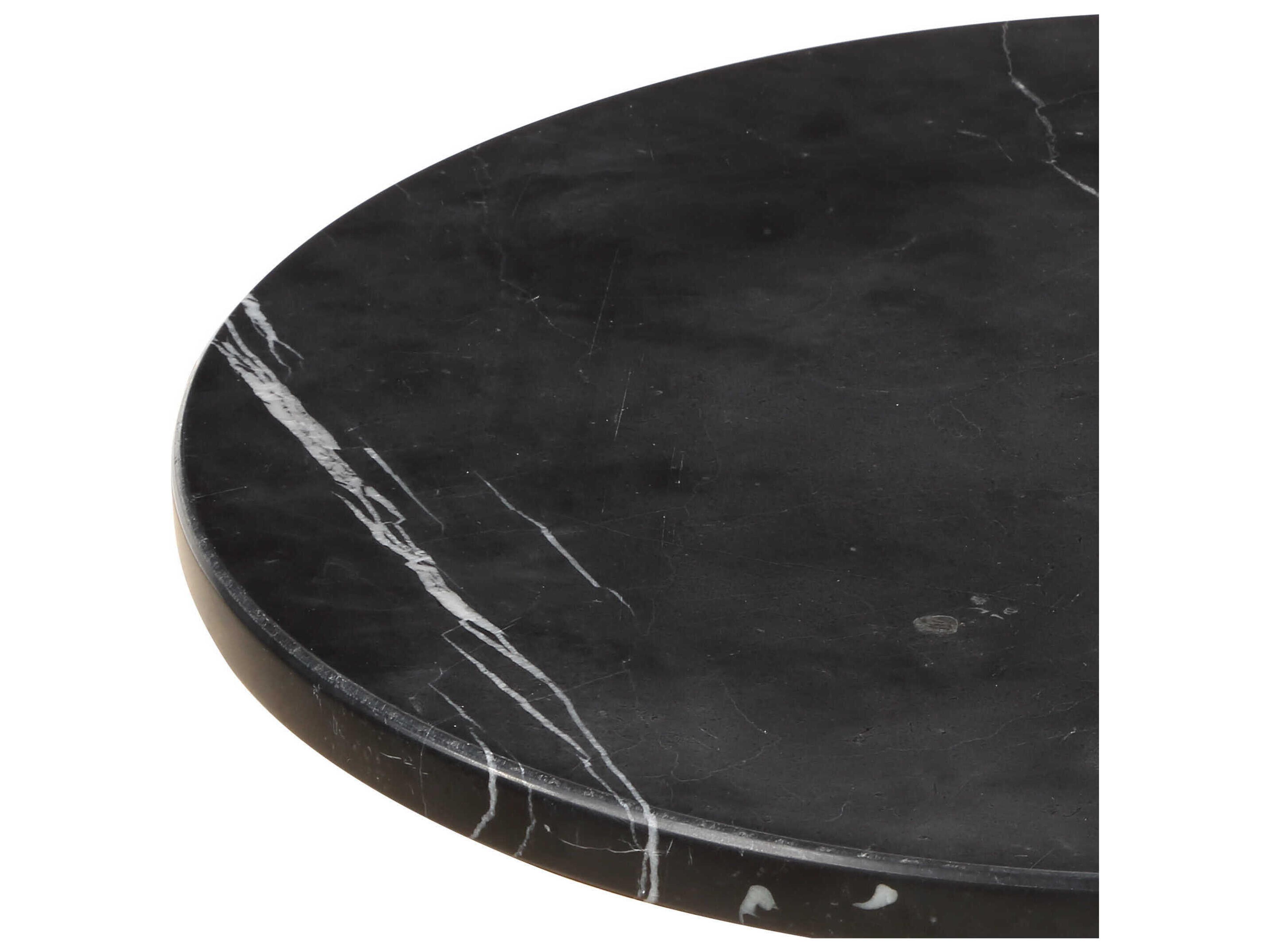 Uttermost Rosston Round Marble Black Brass End Table